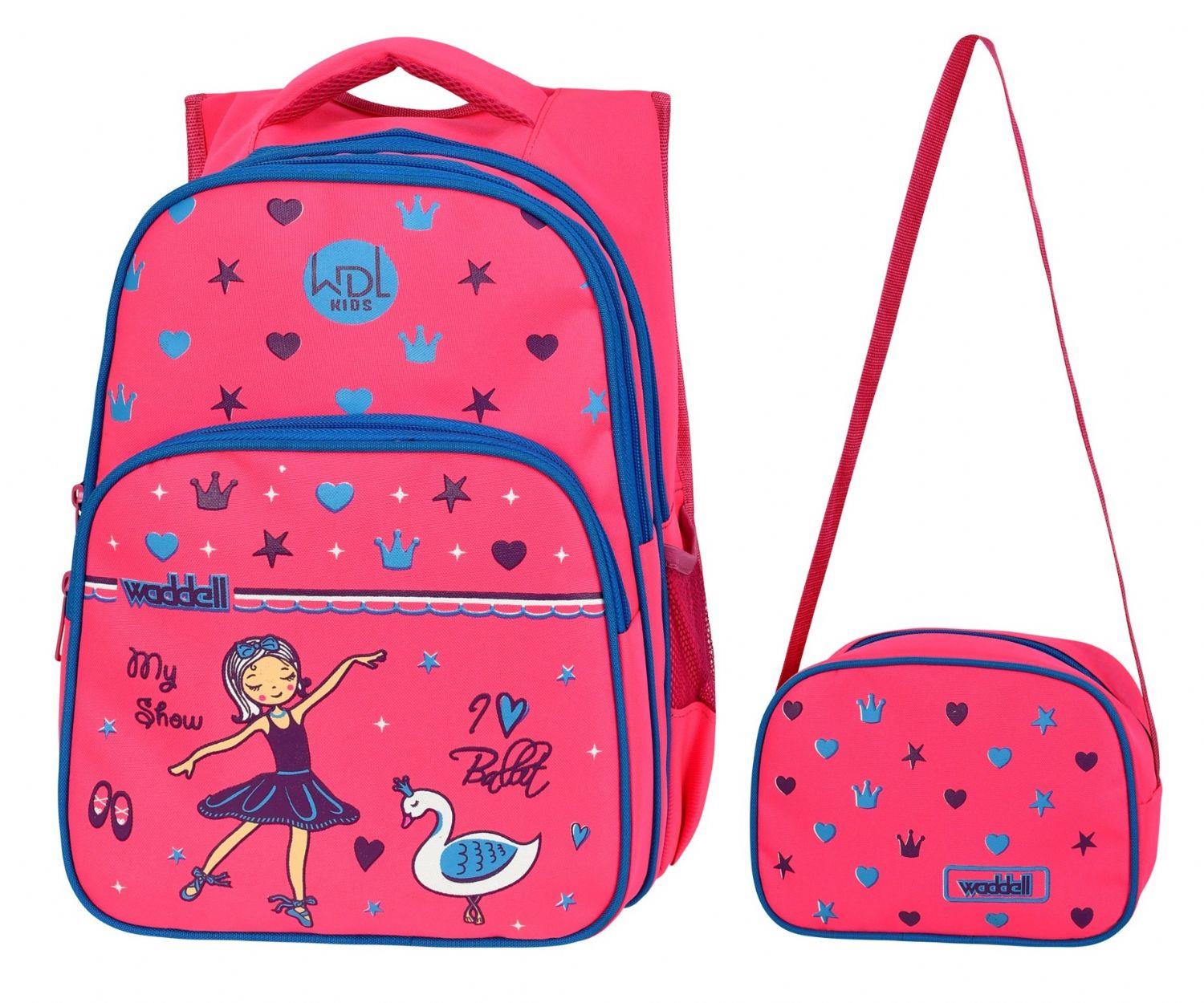 WaddellBag Kız Pembe Balerin Baskılı İlkokul Sırt Çantası Seti - Kız Çocuk