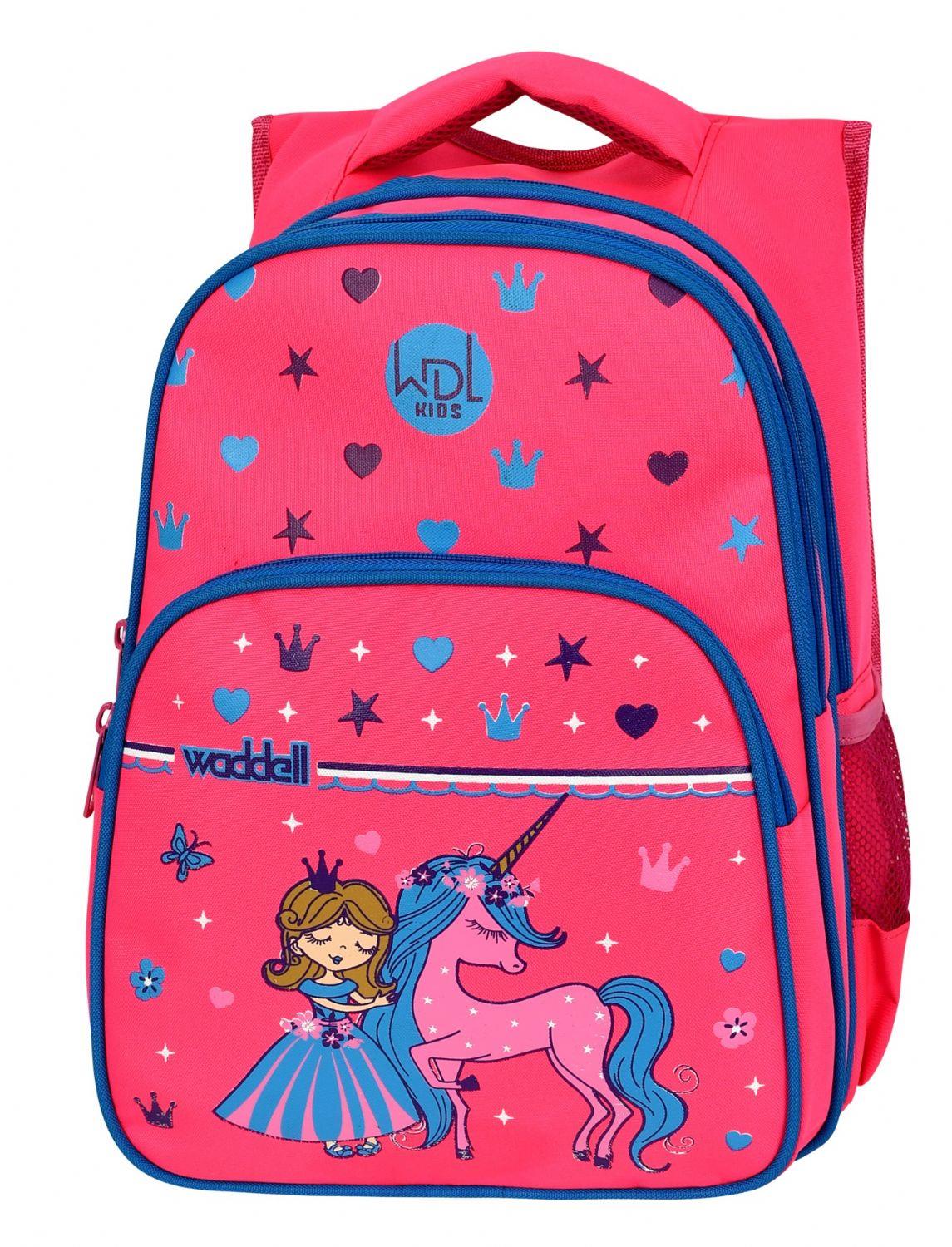 WaddellBag Kız Üç Gözlü Pembe Unicorn İlkokul Sırt Çanta ve Beslenme Çantası Seti - Kız Çocuk
