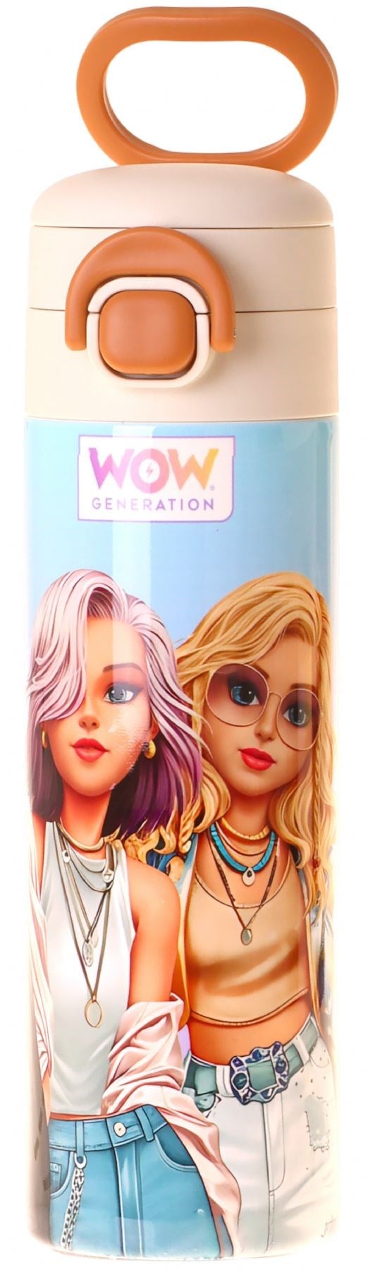 Wow Generation 520 ml Friends Baskılı Pembe Kız Çocuk Çelik Termos Matara (Çift İçim Kilitli Kapak) - W6057