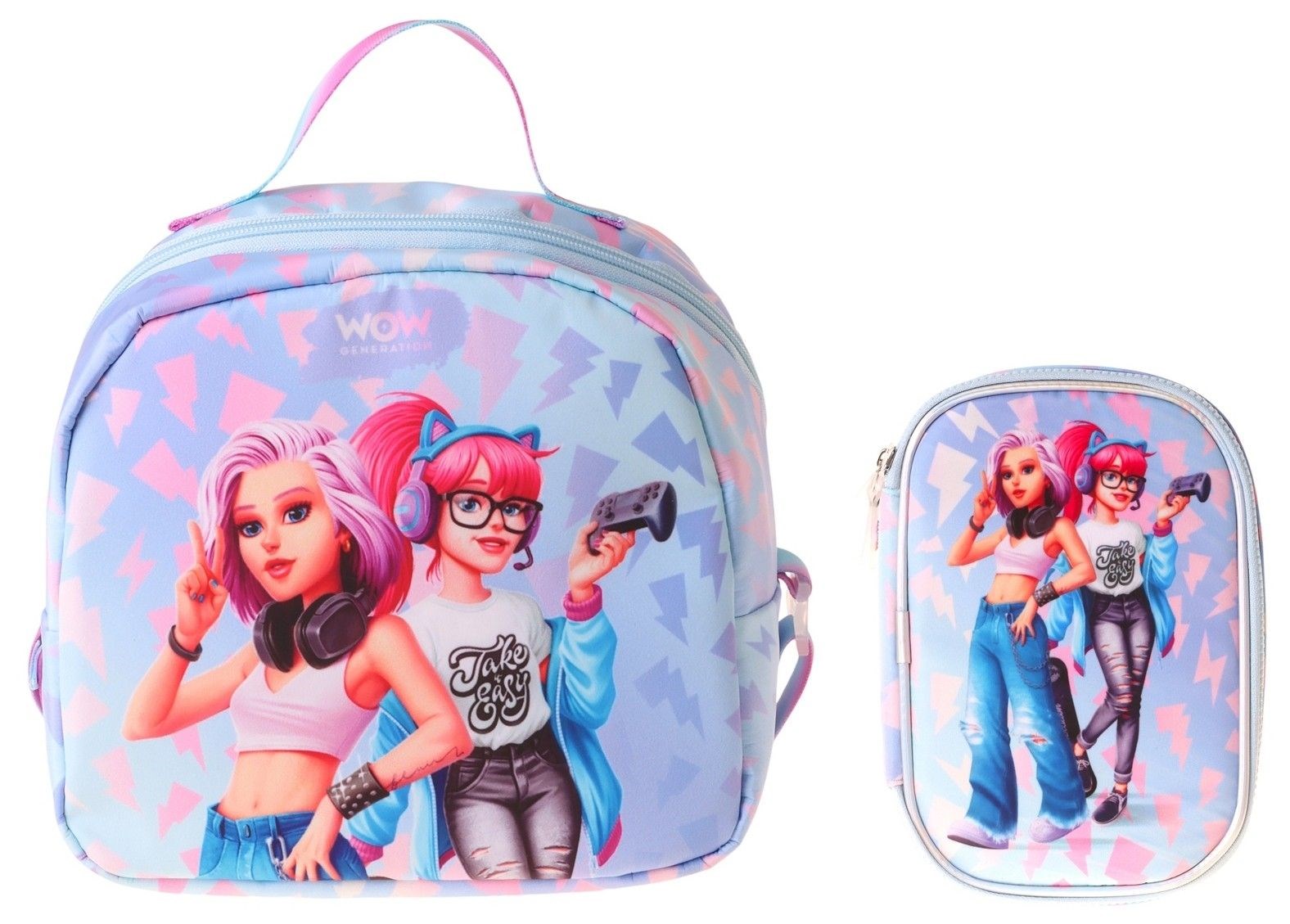 Wow Generation Kız Çocuk Cool (Mavi - Pembe) Thermo Beslenme Çantası ve Kalemlik Seti - SETWG-W6040