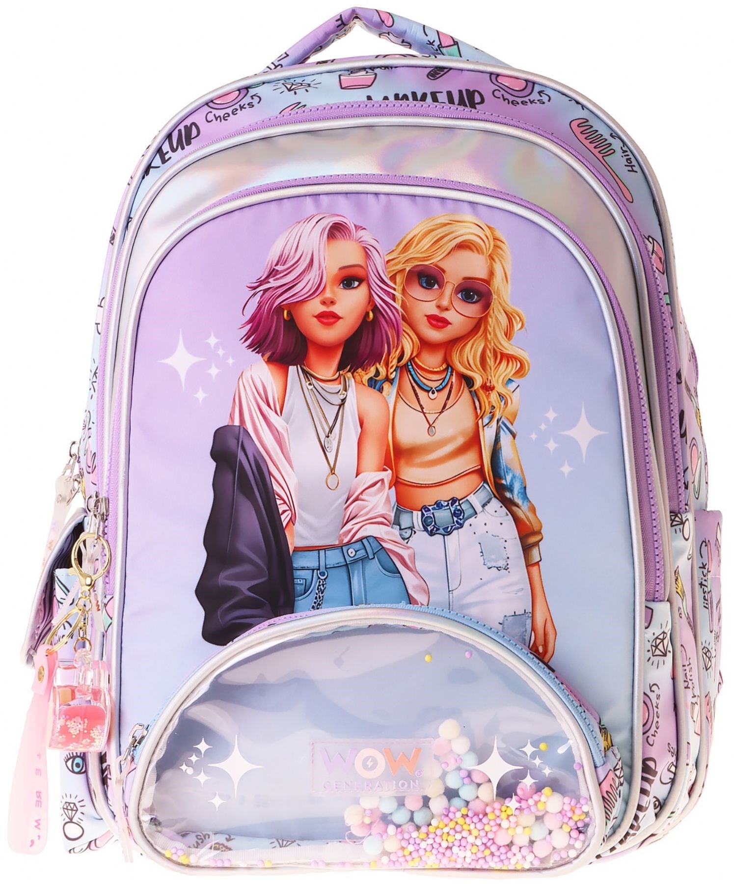 Wow Generation Kız Çocuk Friends Baskılı Pembe İlkokul ve Günlük Okul Sırt Çantası - W6054 - Dört Bölmeli
