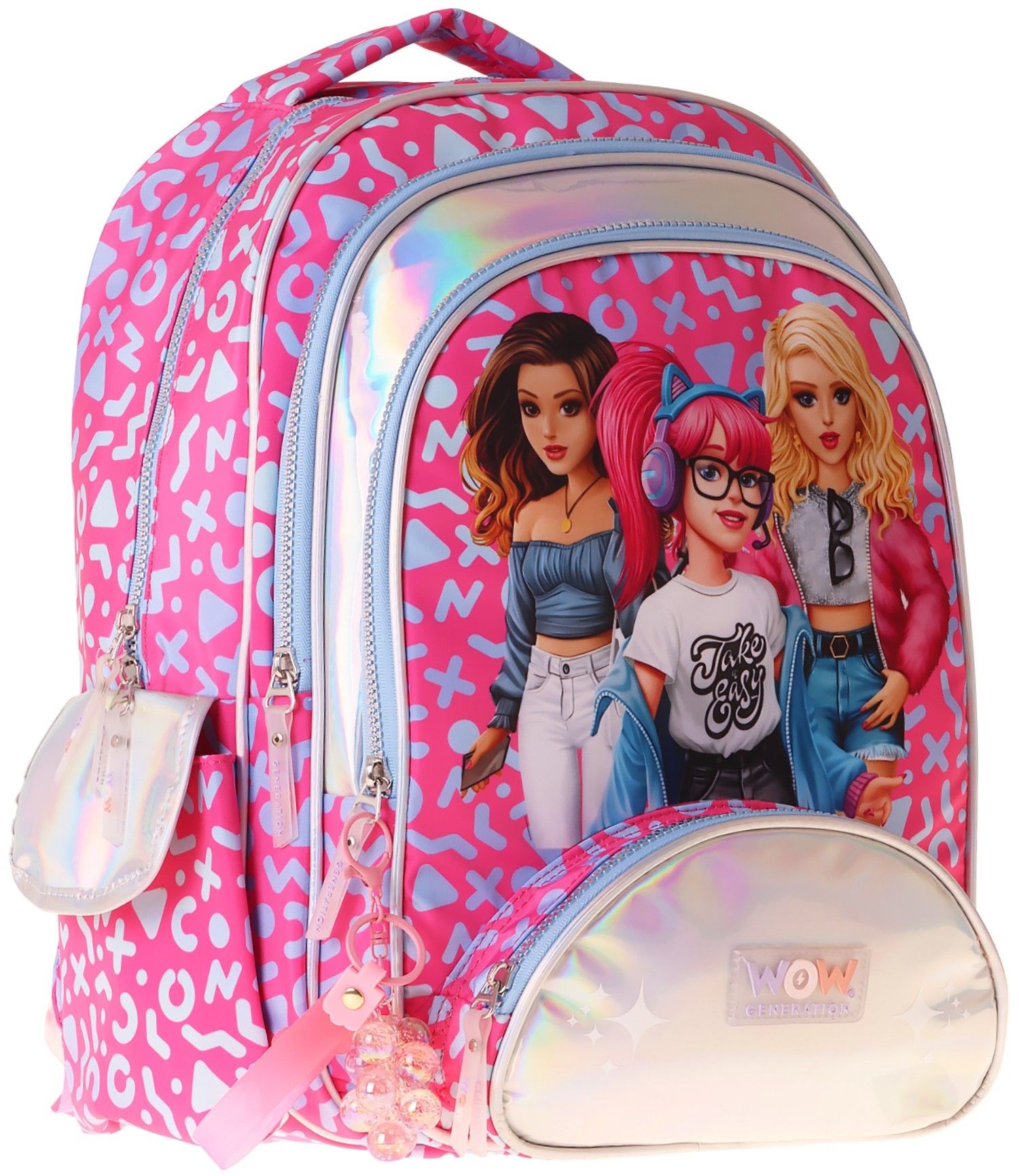 Wow Generation Kız Çocuk Girl Friends Baskılı Kırmızı İlkokul ve Günlük Okul Sırt Çantası - W6059 - Dört Bölmeli