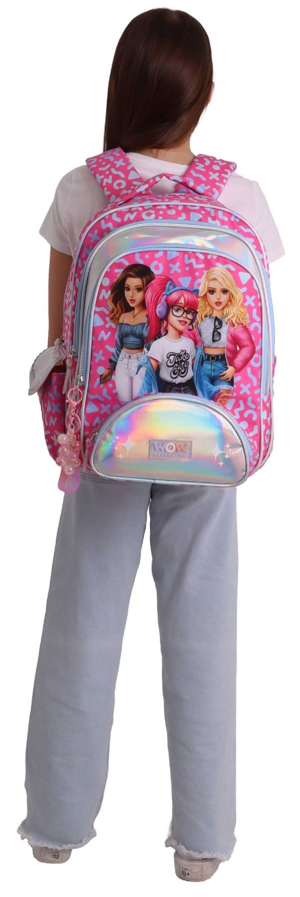 Wow Generation Kız Çocuk Girl Friends Baskılı Kırmızı İlkokul ve Günlük Okul Sırt Çantası - W6059 - Dört Bölmeli