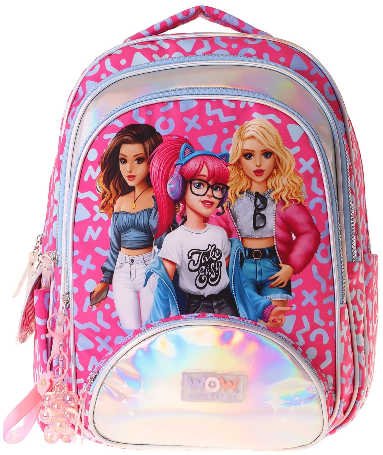 Wow Generation Kız Çocuk Girl Friends Baskılı Kırmızı İlkokul ve Günlük Okul Sırt Çantası - W6059 - Dört Bölmeli