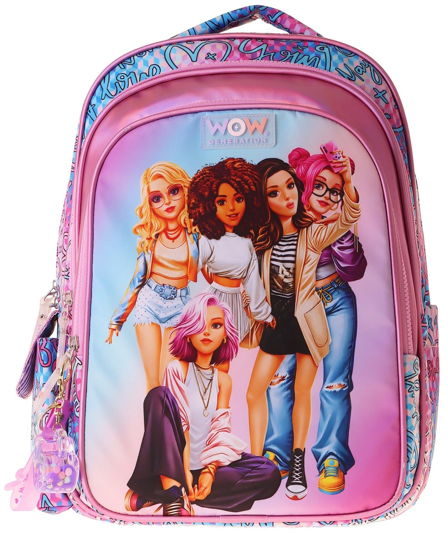 Wow Generation Kız Çocuk Group Baskılı (Mavi) İlkokul ve Günlük Sırt Çantası (Üç Bölmeli) - W6049