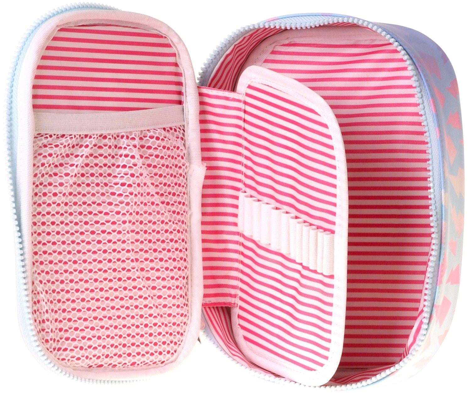 Wow Generation Kız Çocuk Mavi - Pembe Cool Desenli Organizer Düzenleyici Kalem Çantası - W6041