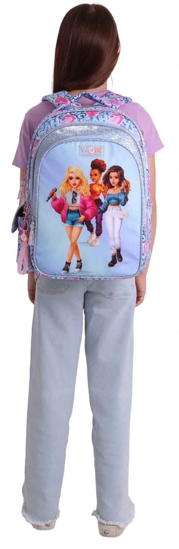 Wow Generation Kız Çocuk Music Desenli (Lila) İlkokul ve Günlük Sırt Çantası (Üç Bölmeli) - W6044