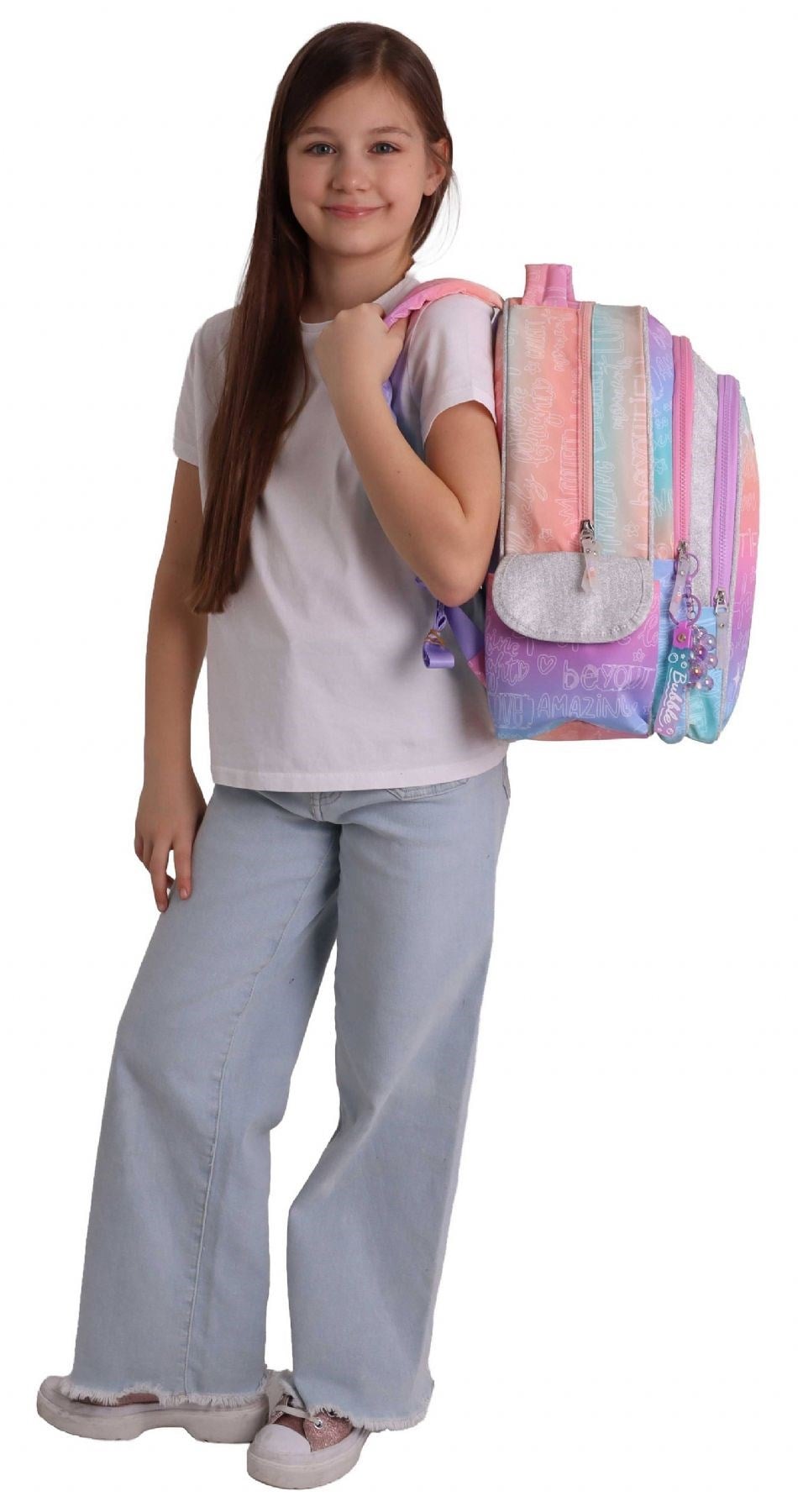Wow Generation Kız Çocuk Star Desenli (Pembe - Mor) İlkokul ve Günlük Sırt Çantası (Üç Bölmeli) - W6033