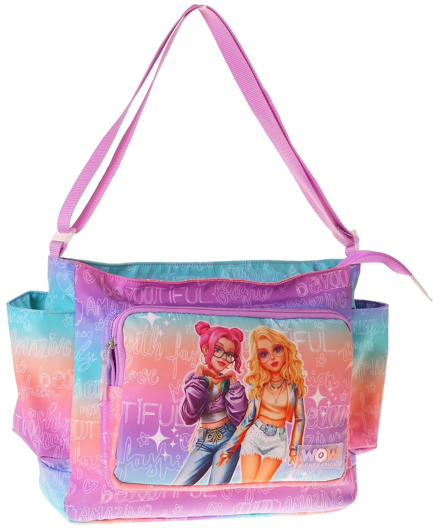 Wow Generation Kız Çocuk Star Desenli Pembe - Mor Renkli Omuz Çantası - W6034