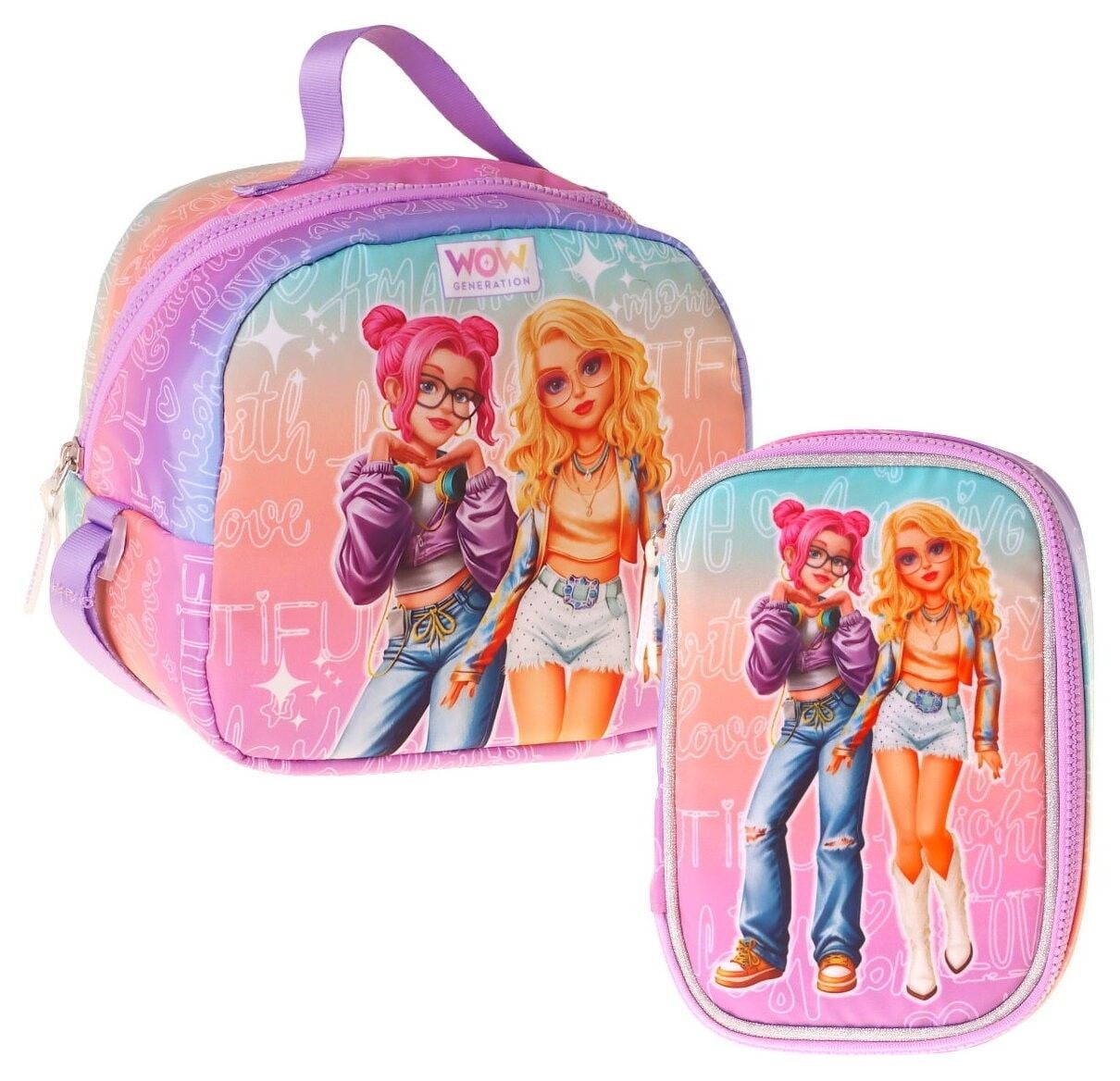 Wow Generation Kız Çocuk Star (Pembe - Mor) Thermo Beslenme Çantası ve Kalemlik Seti - SETWG-W6035