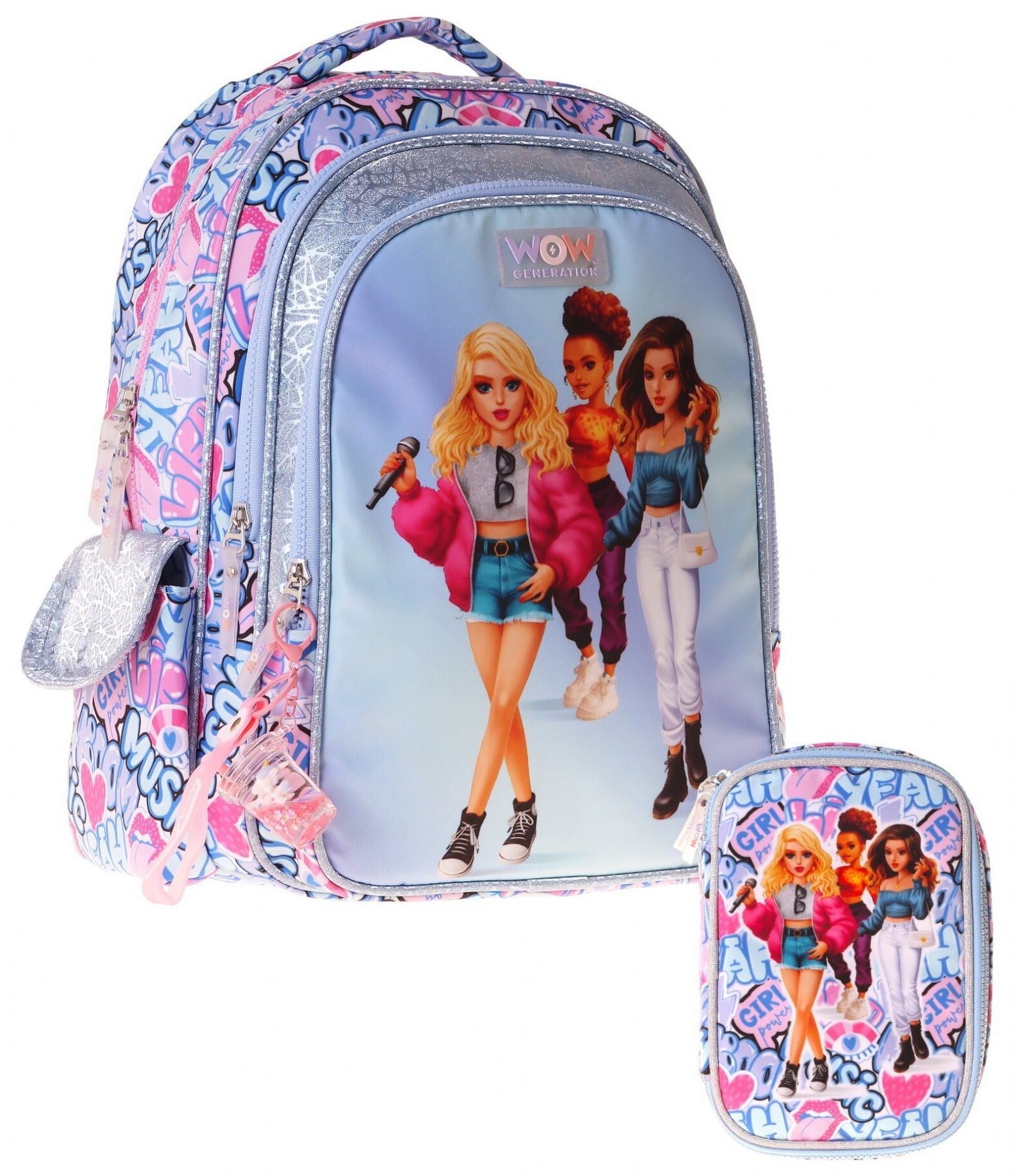 Wow Generation Music Kız Çocuk (Lila) İlkokul Okul Çantası ve Kalemlik Seti - SETWG-W6044C