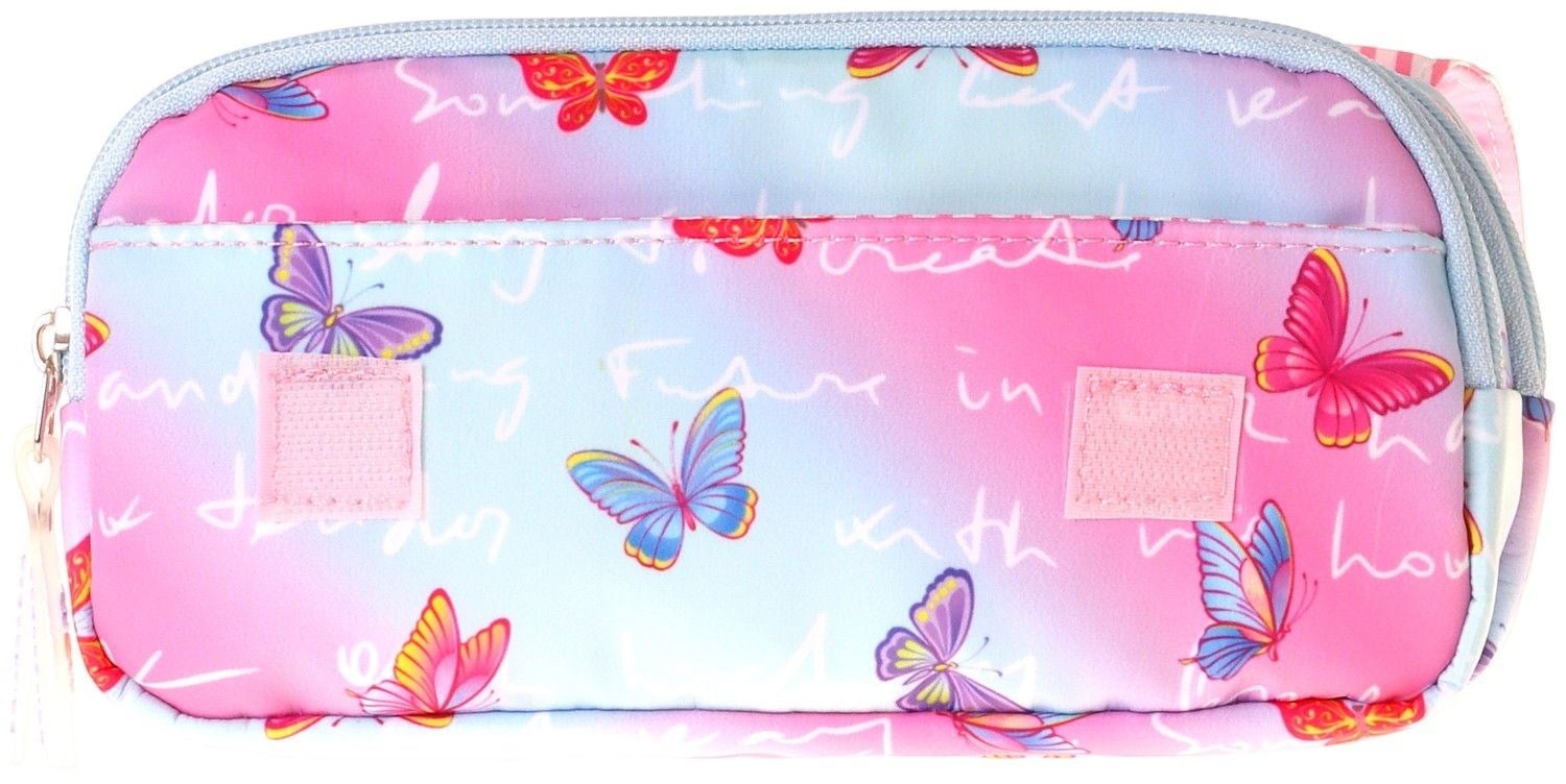 Wow Generation Taşıma Askılı Kız Çocuk Butterfly Baskılı Şık Kalem Çantası (Turkuaz - Pembe) - W6077