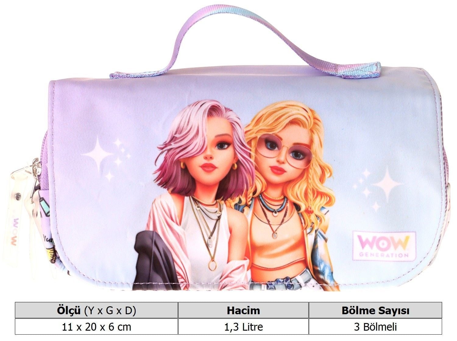 Wow Generation Taşıma Askılı Kız Çocuk Friends Baskılı Şık Kalem Çantası (Pembe) - W6056