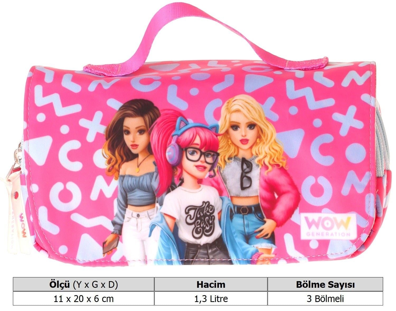 Wow Generation Taşıma Askılı Kız Çocuk Girl Friends Baskılı Şık Kalem Çantası (Kırmızı) - W6061