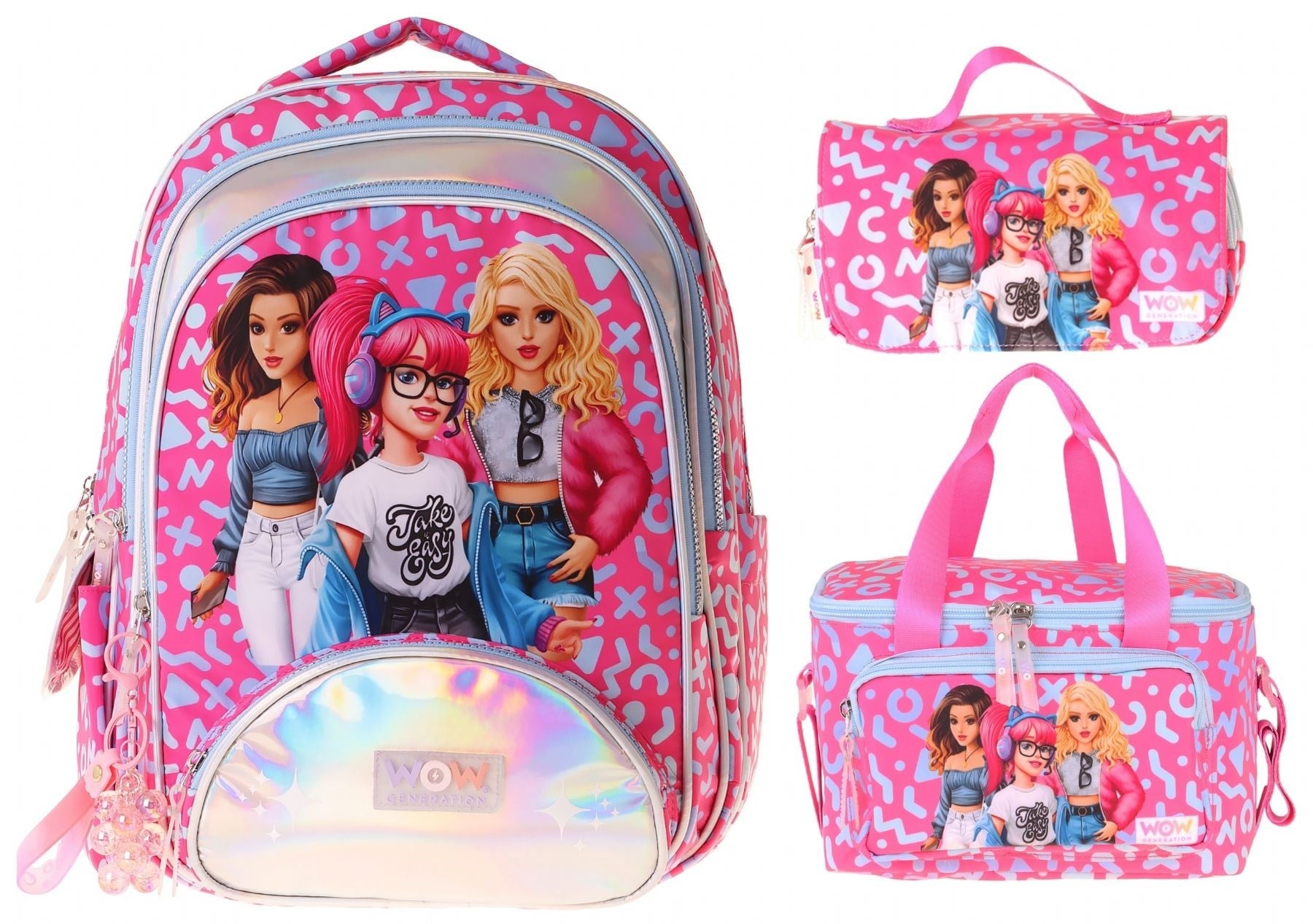 Wow Generation Üçlü İlkokul Okul Çanta Seti - Kırmızı - Girl Friends Baskılı - Kız Çocuk - SETWG-W6059A