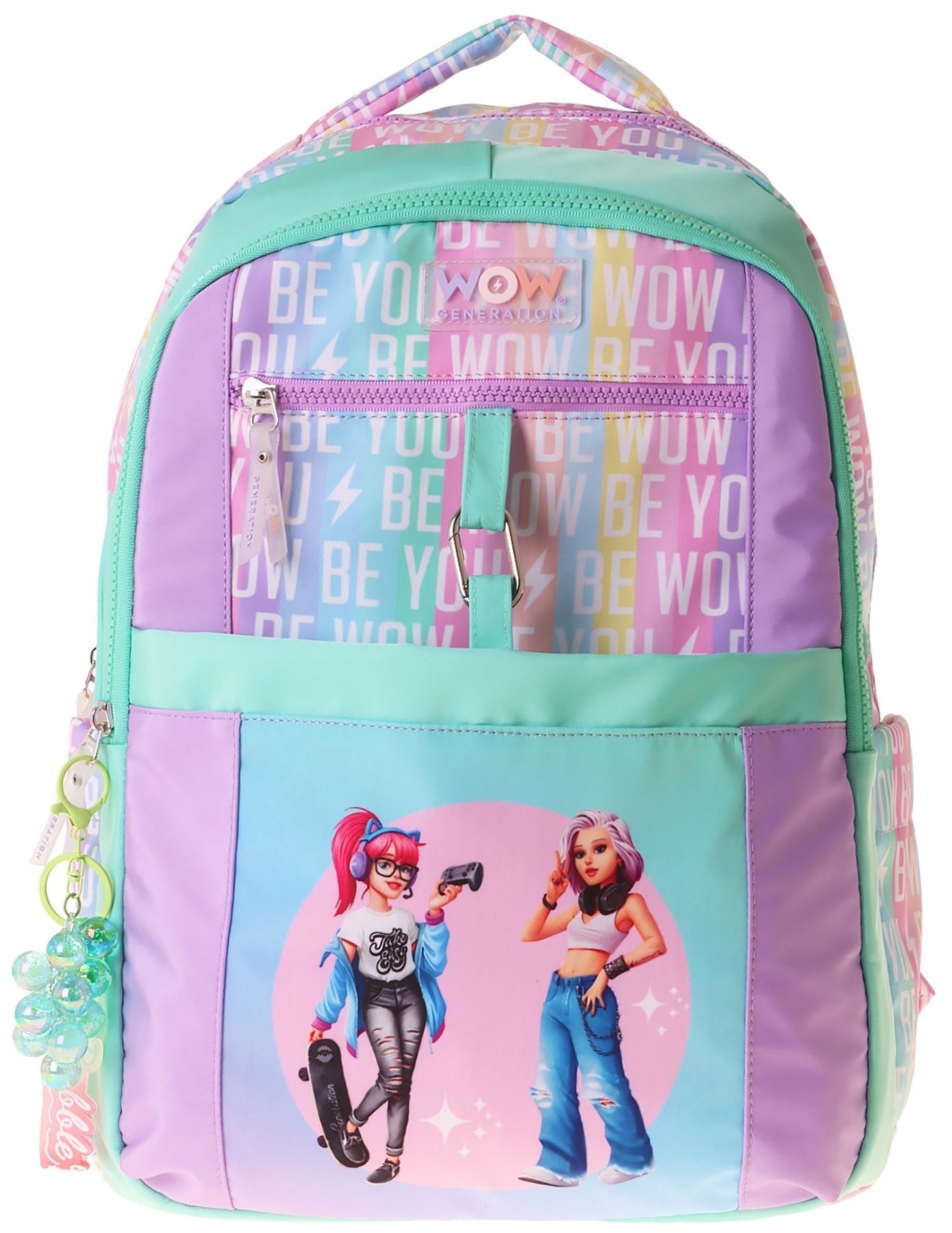 Wow Gerenation Kız Çocuk Be You Baskılı Yeşil - Mor İlkokul Okul Sırt Çantası - Dört Gözlü - W6085