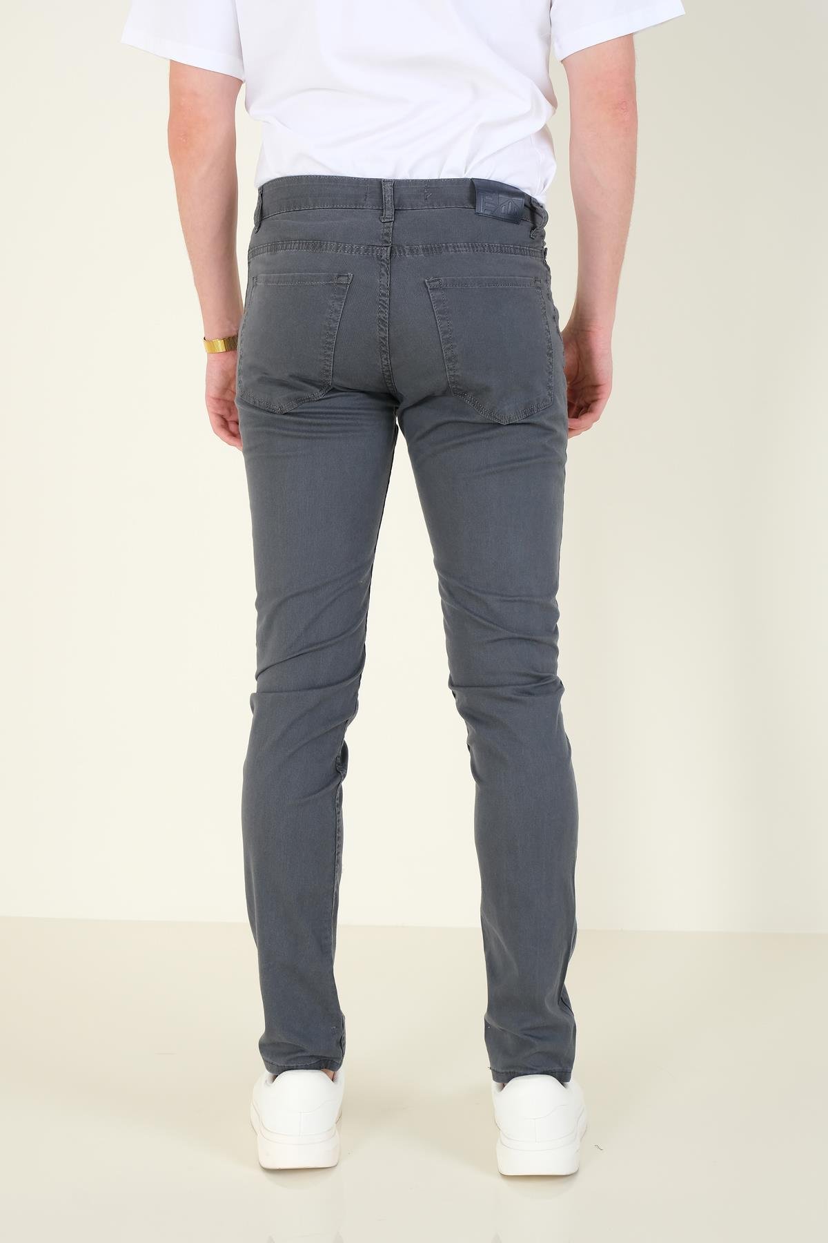 Erkek 5 Cep Chino Pantolon Füme