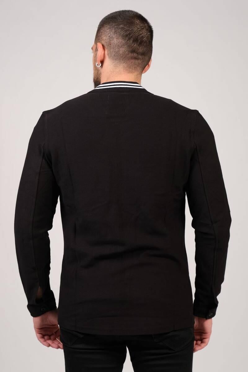 Erkek Dik Yaka Fermuarlı Sweat Siyah