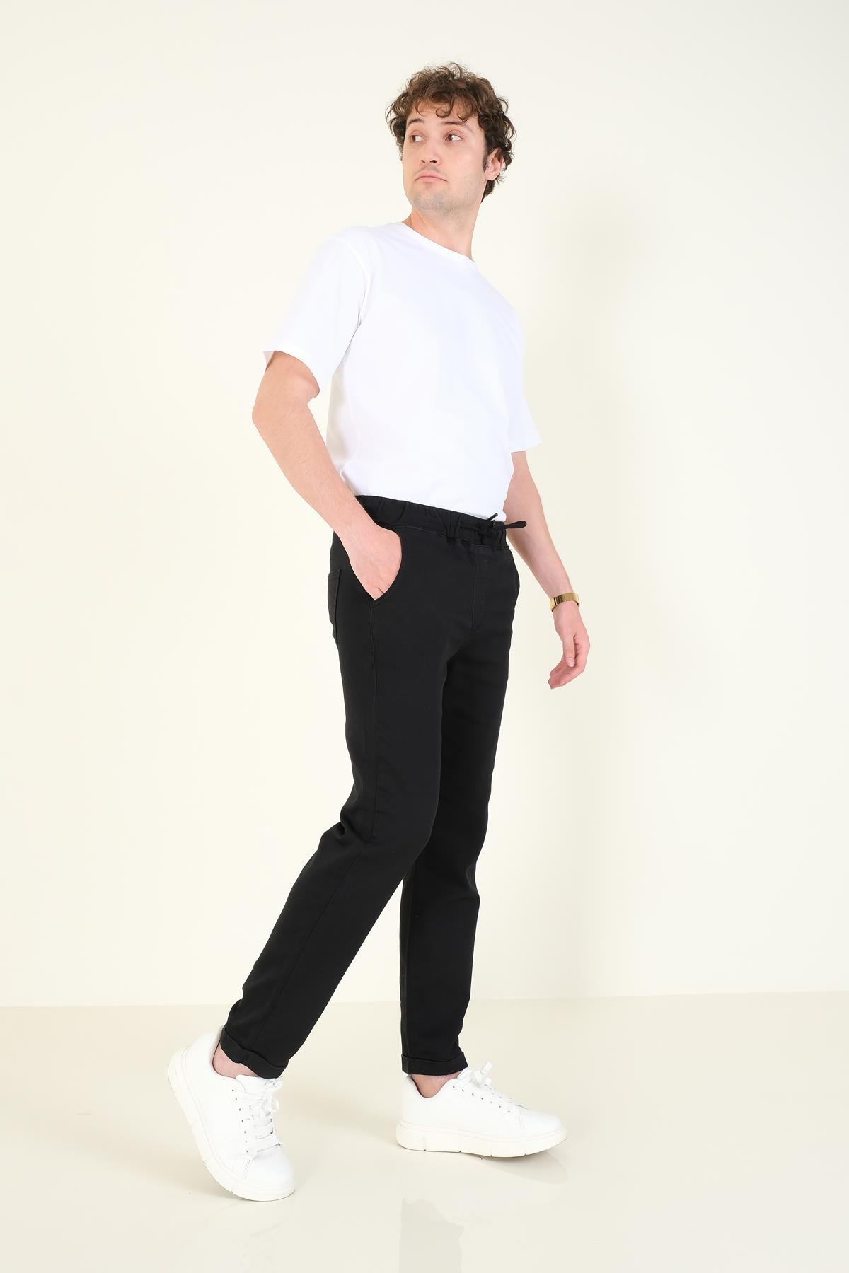 Erkek Duble Paça Jogger Pantolon Siyah