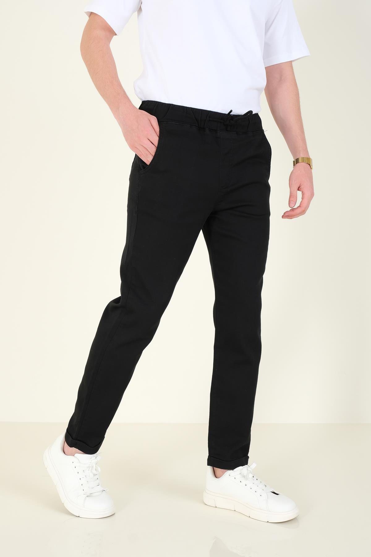 Erkek Duble Paça Jogger Pantolon Siyah