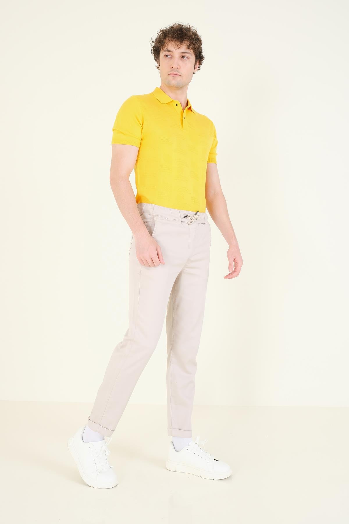 Erkek Duble Paça Jogger Pantolon Taş