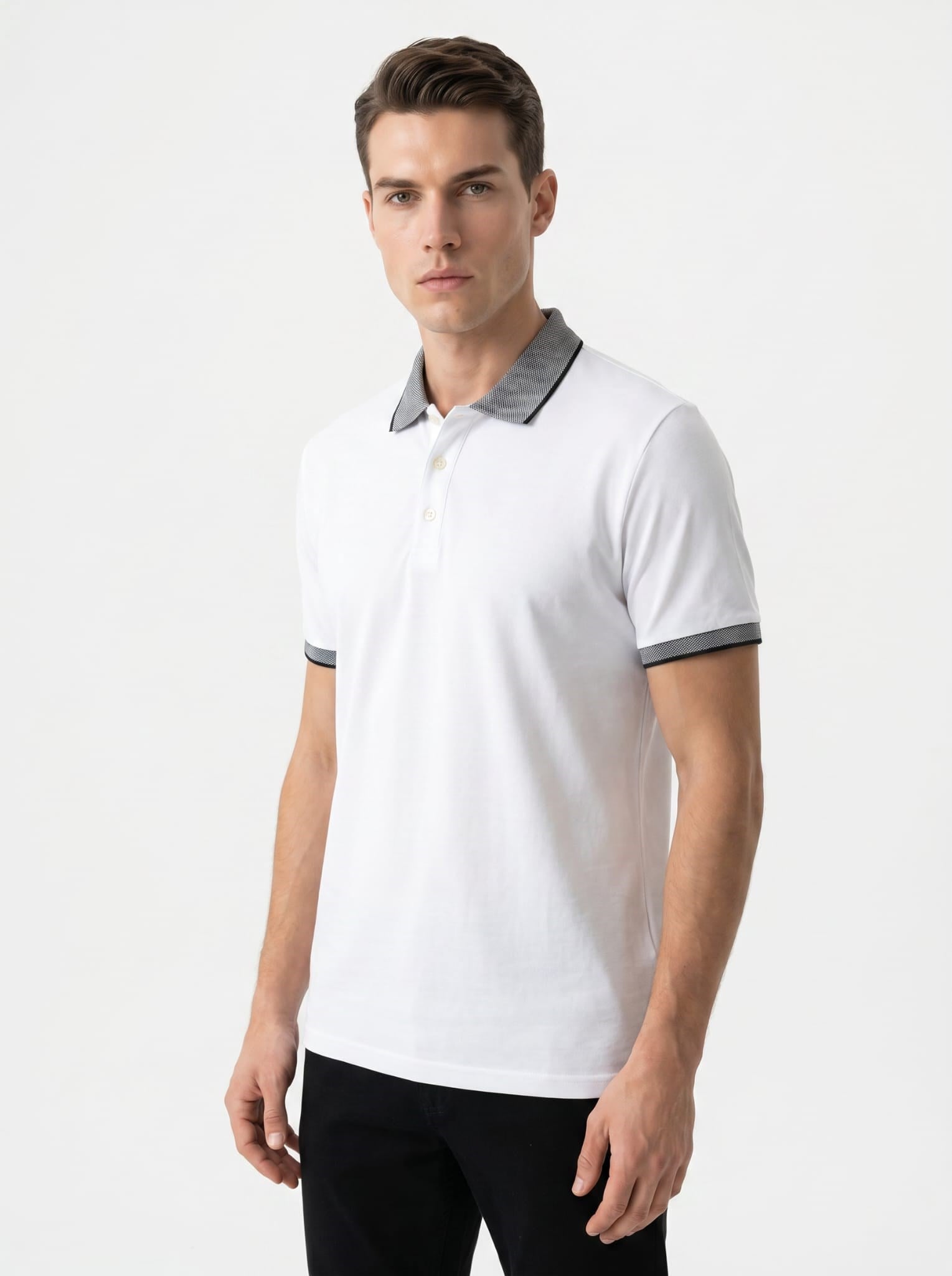 Erkek Polo Yaka Kısa Kol Tshirt Beyaz