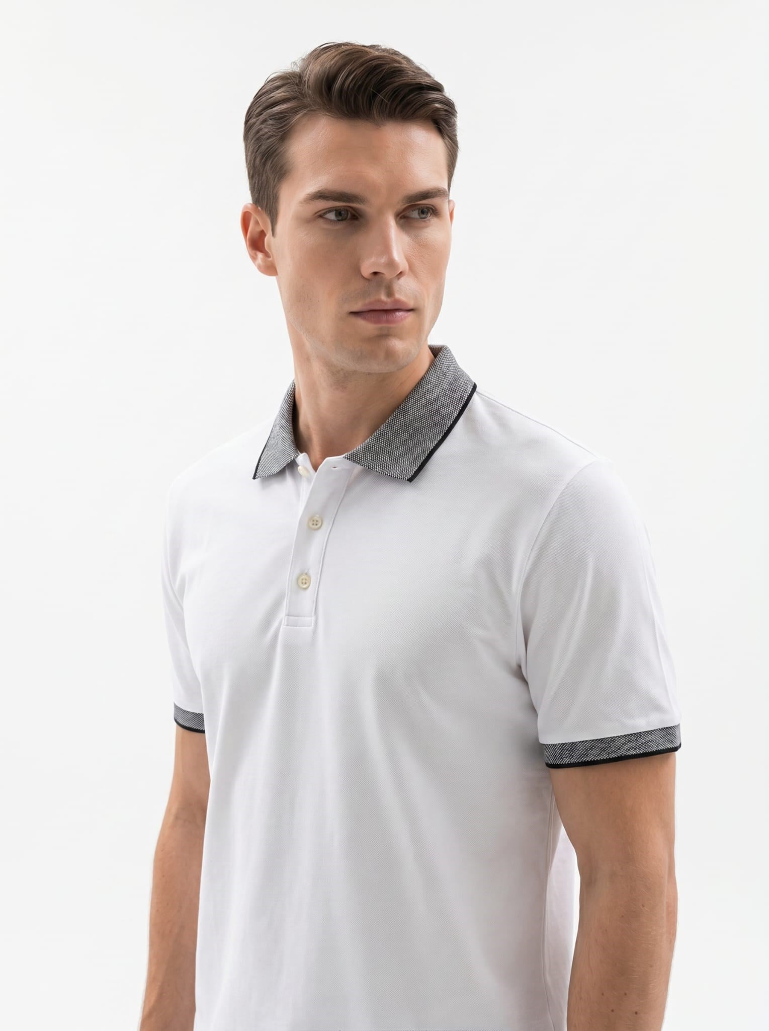 Erkek Polo Yaka Kısa Kol Tshirt Beyaz