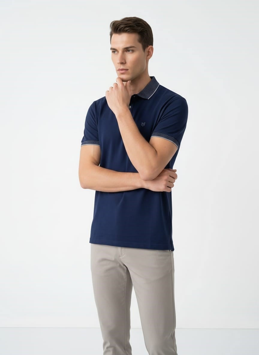 Erkek Polo Yaka Kısa Kol Tshirt Lacivert