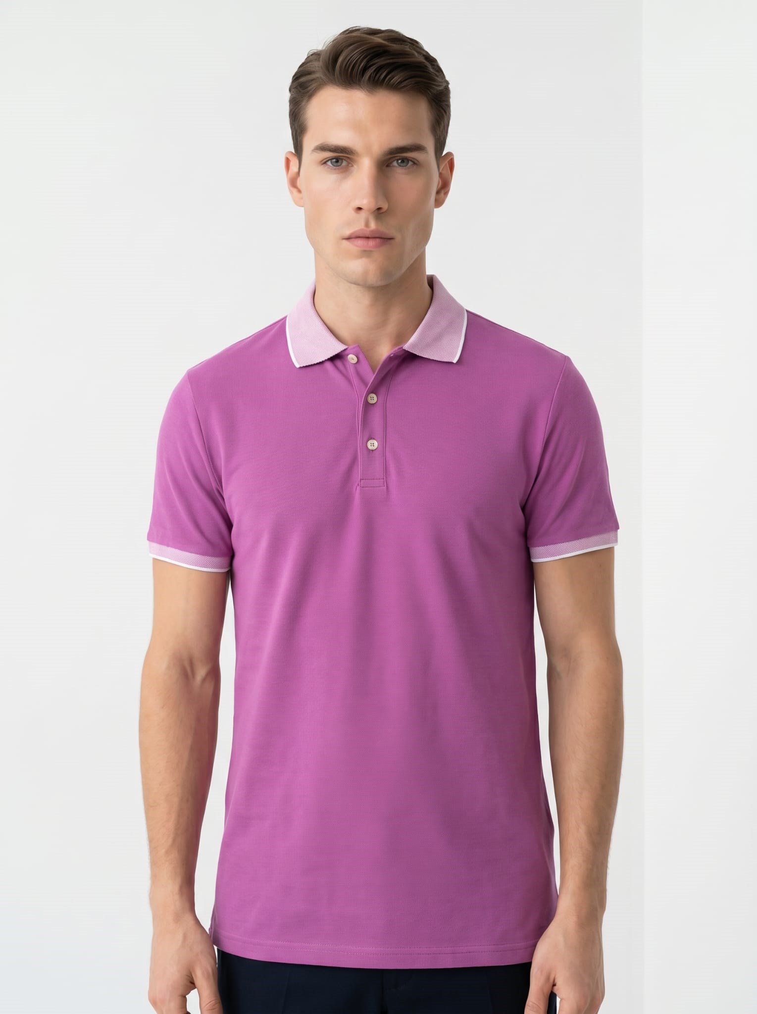 Erkek Polo Yaka Kısa Kol Tshirt Mor