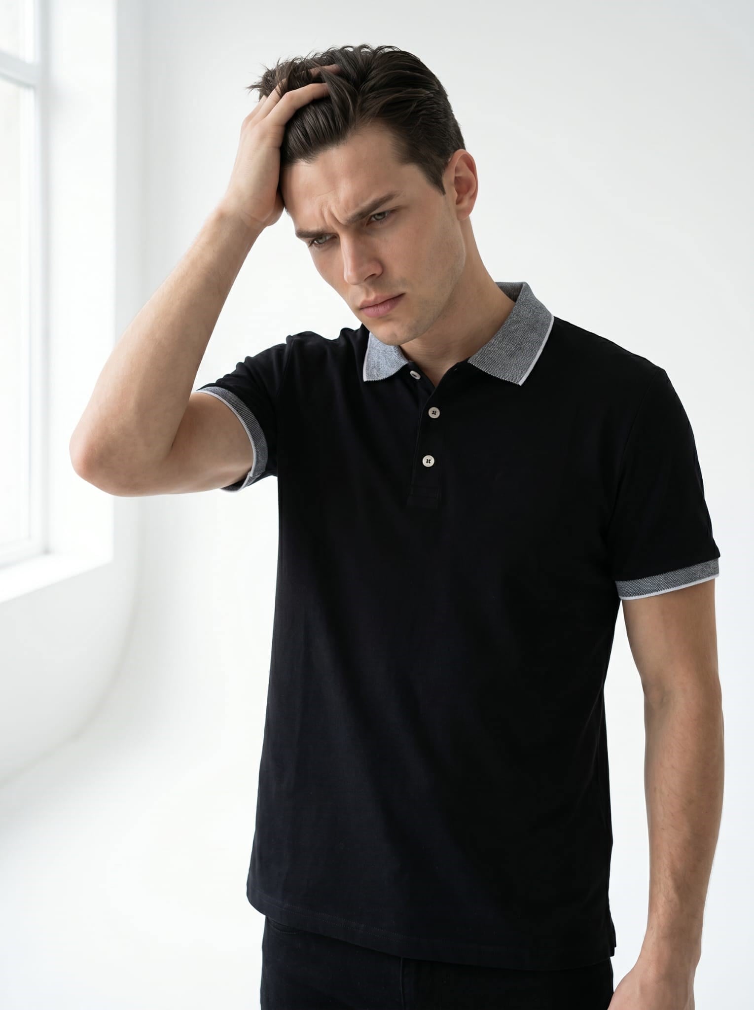 Erkek Polo Yaka Kısa Kol Tshirt Siyah