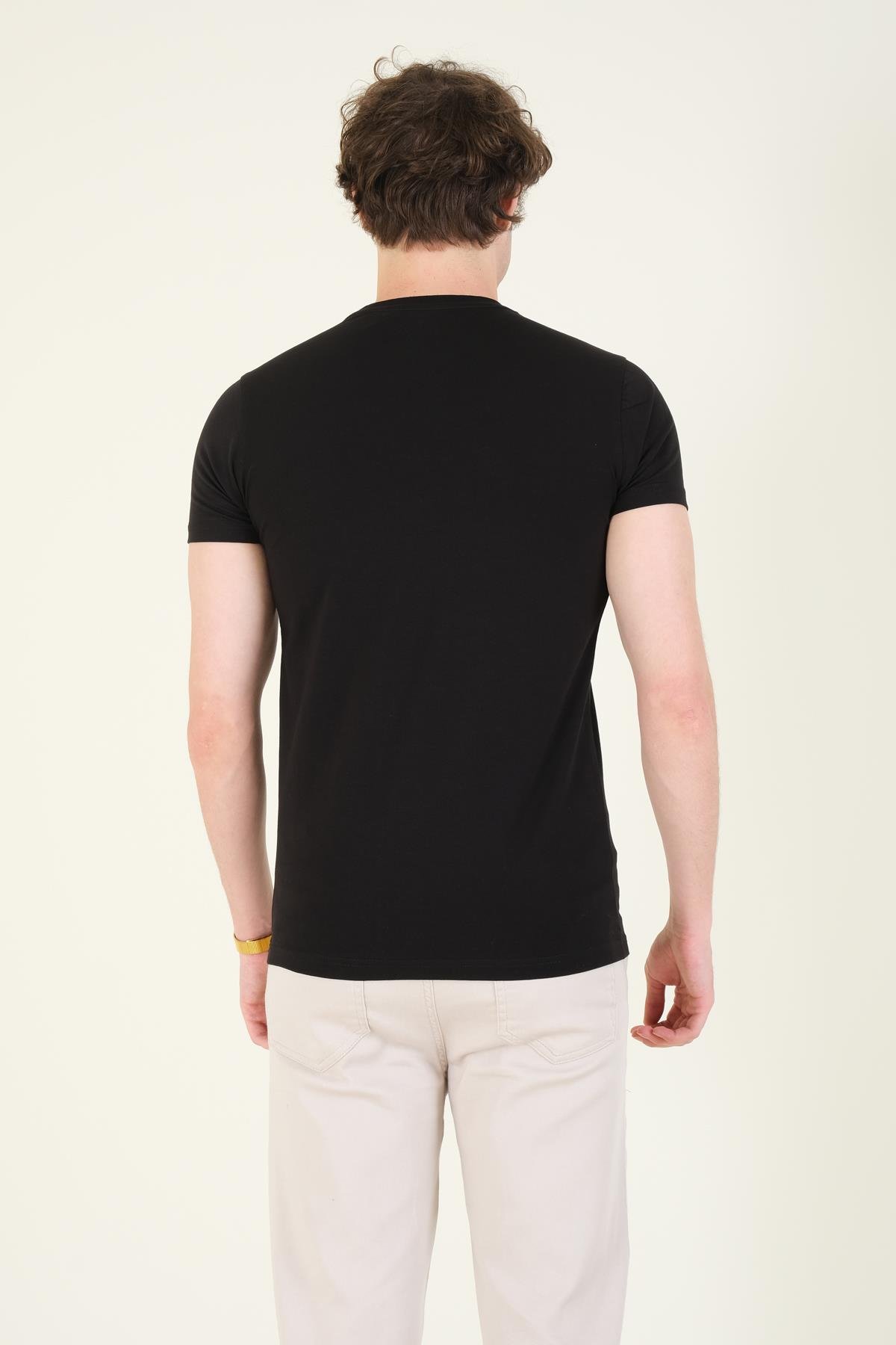Erkek Sıfır Yaka Basic T-Shirt Siyah