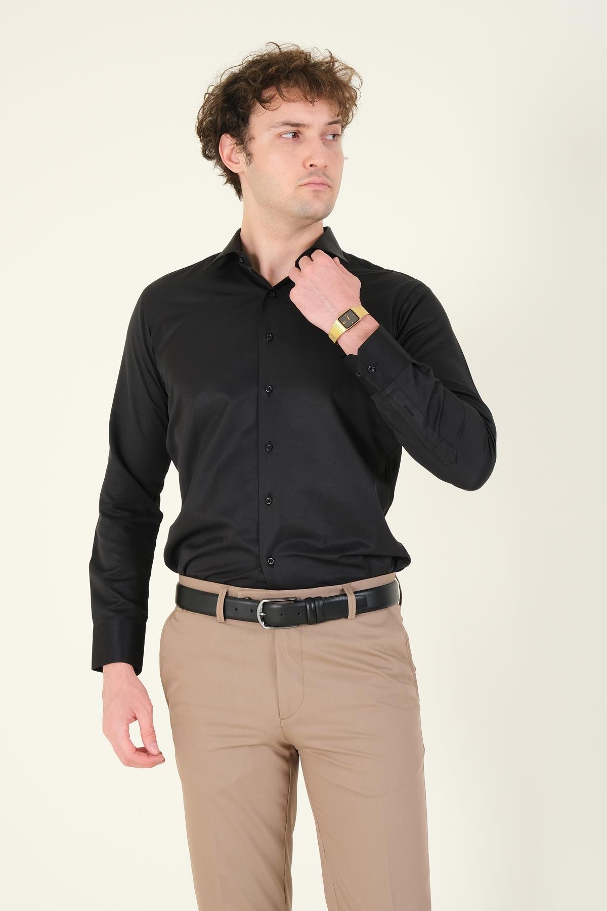 Erkek Slim Fit Gömlek Siyah