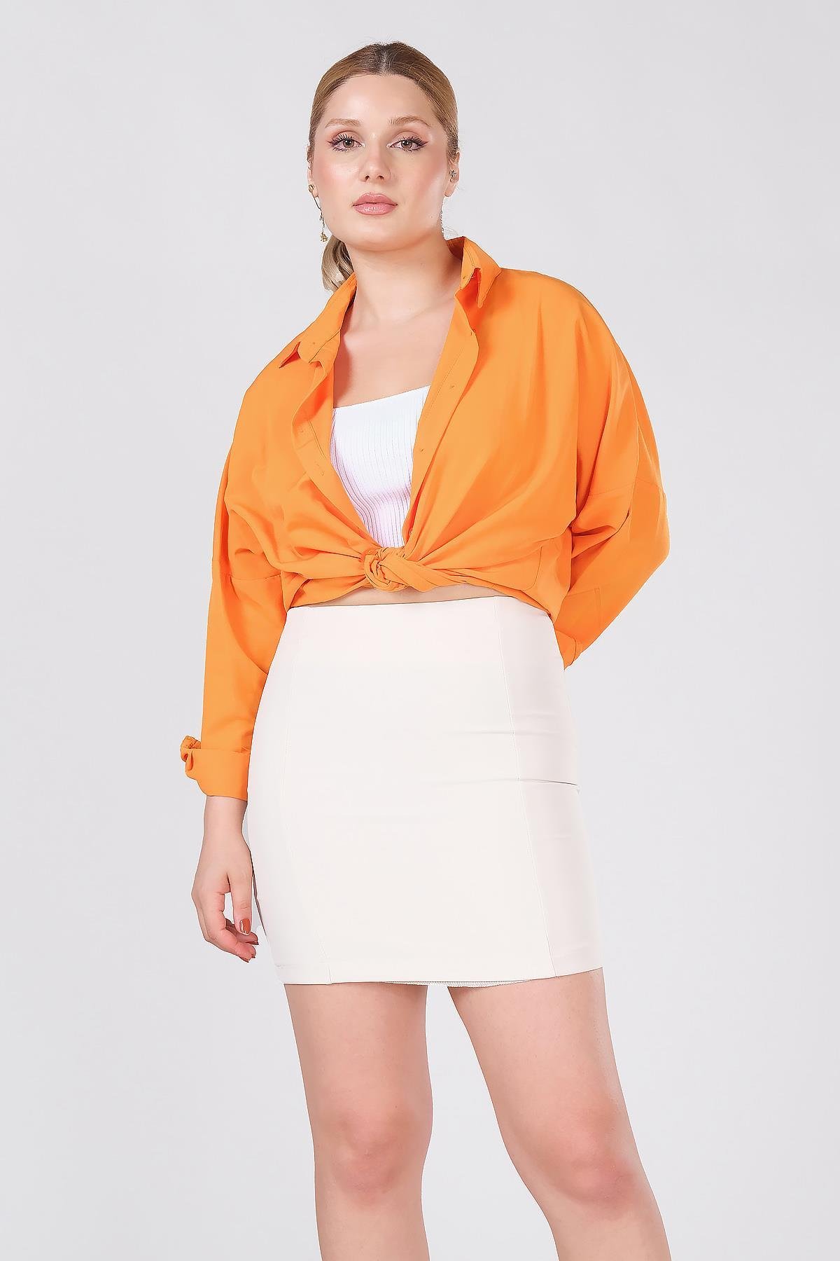 Kadın Astarlı Duz Mini Etek Taş