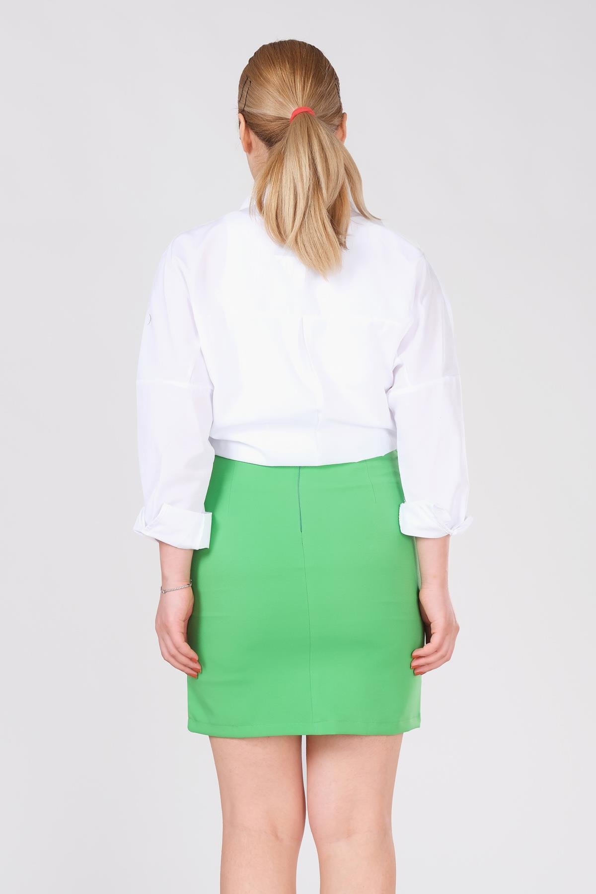 Kadın Astarlı Yan Yırtmaçlı Etek Yeşil