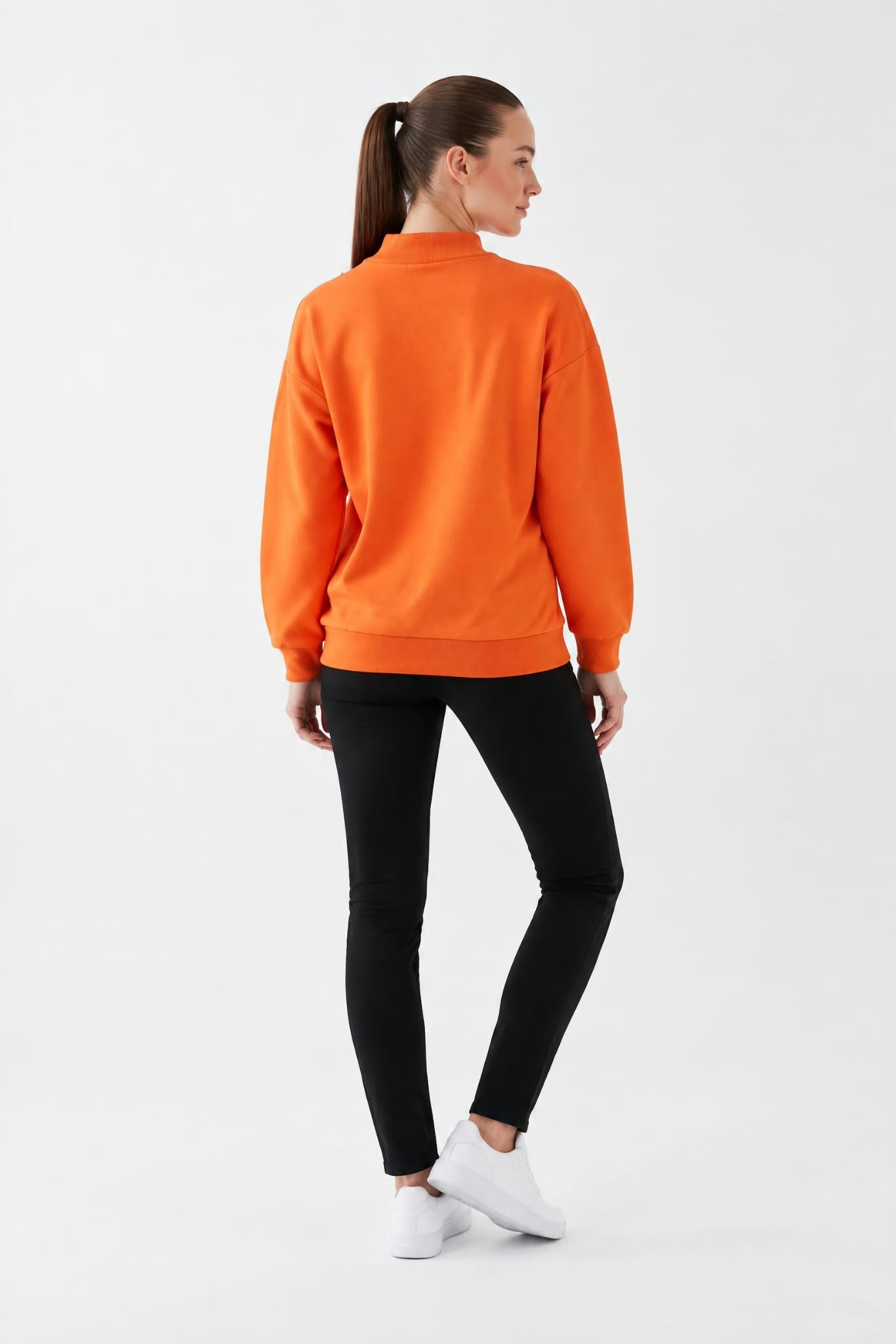 Kadın İki İp Yarım Balıkçı Tunik Sweat Orange