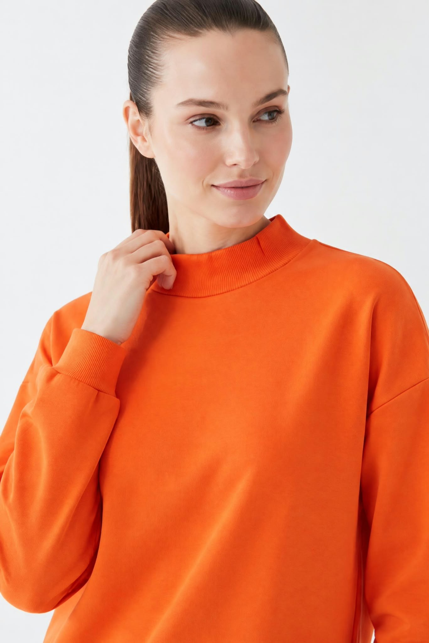 Kadın İki İp Yarım Balıkçı Tunik Sweat Orange