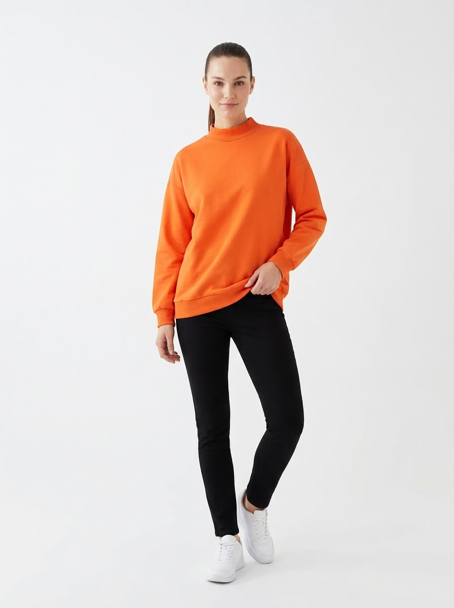 Kadın İki İp Yarım Balıkçı Tunik Sweat Orange