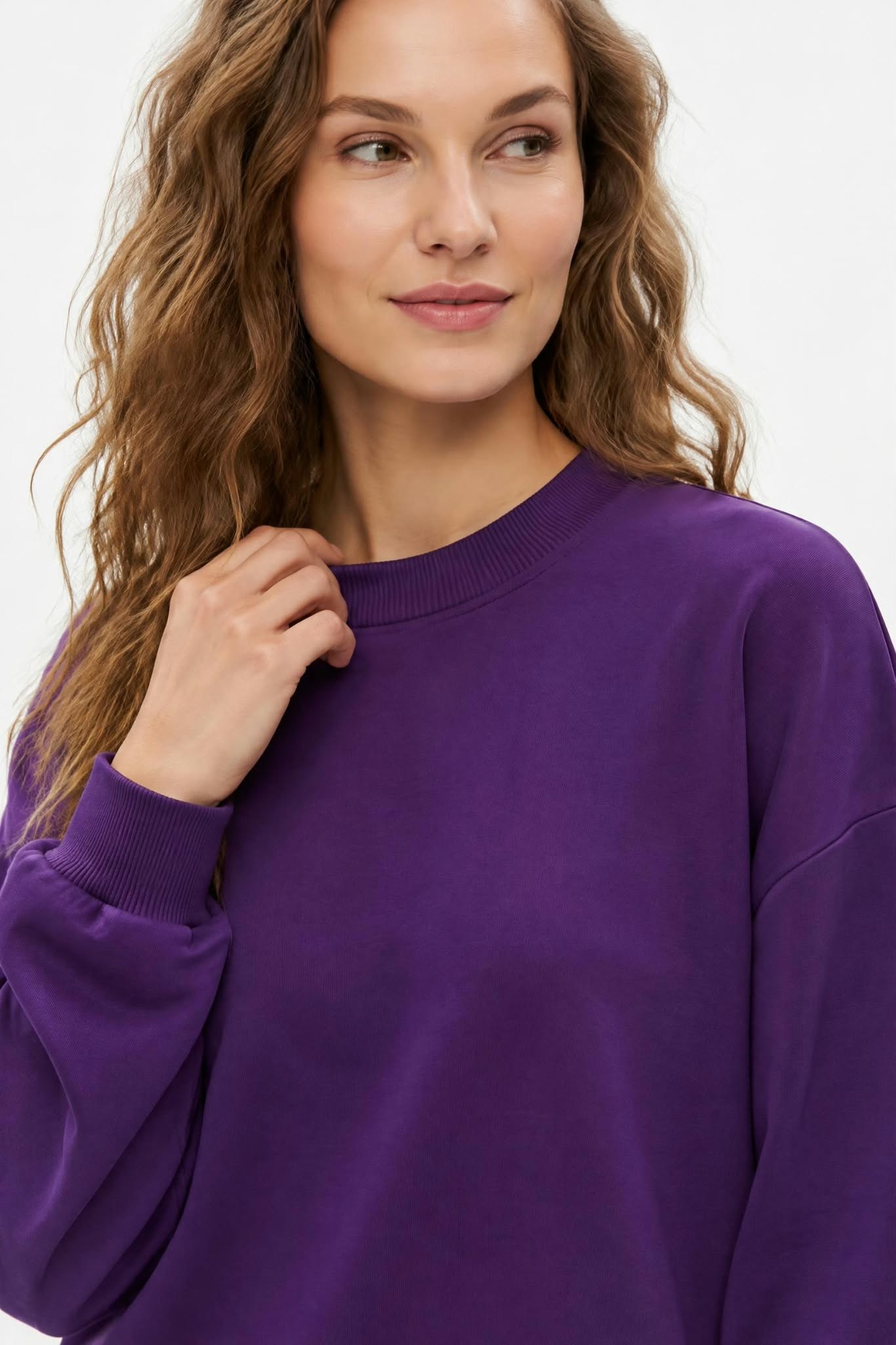 Kadın İki İp Yarım Balıkçı Tunik Sweat Mürdüm