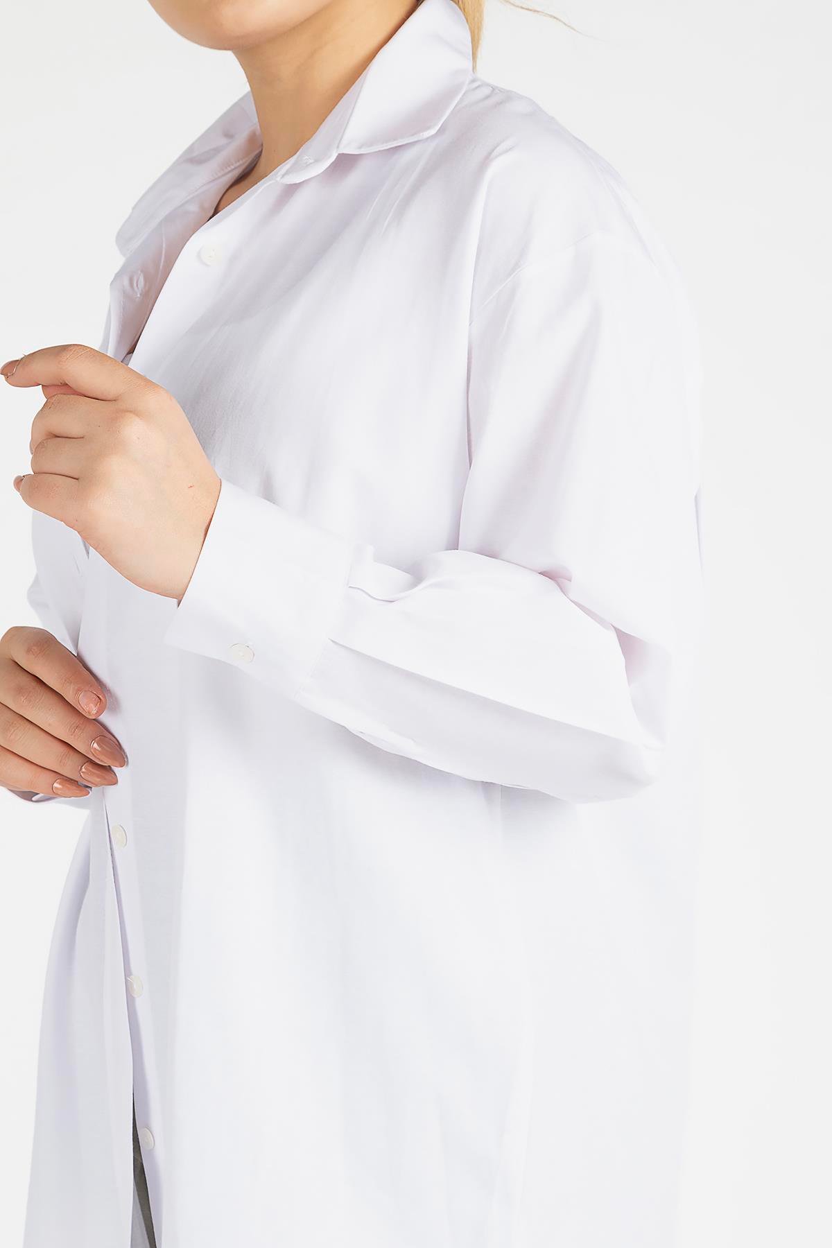 Kadın Oversize Gömlek Beyaz