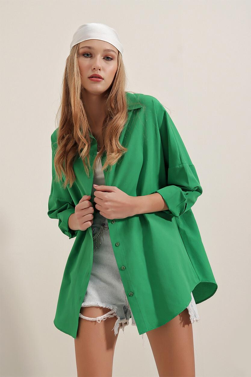 Kadın Oversize Gömlek Yeşil