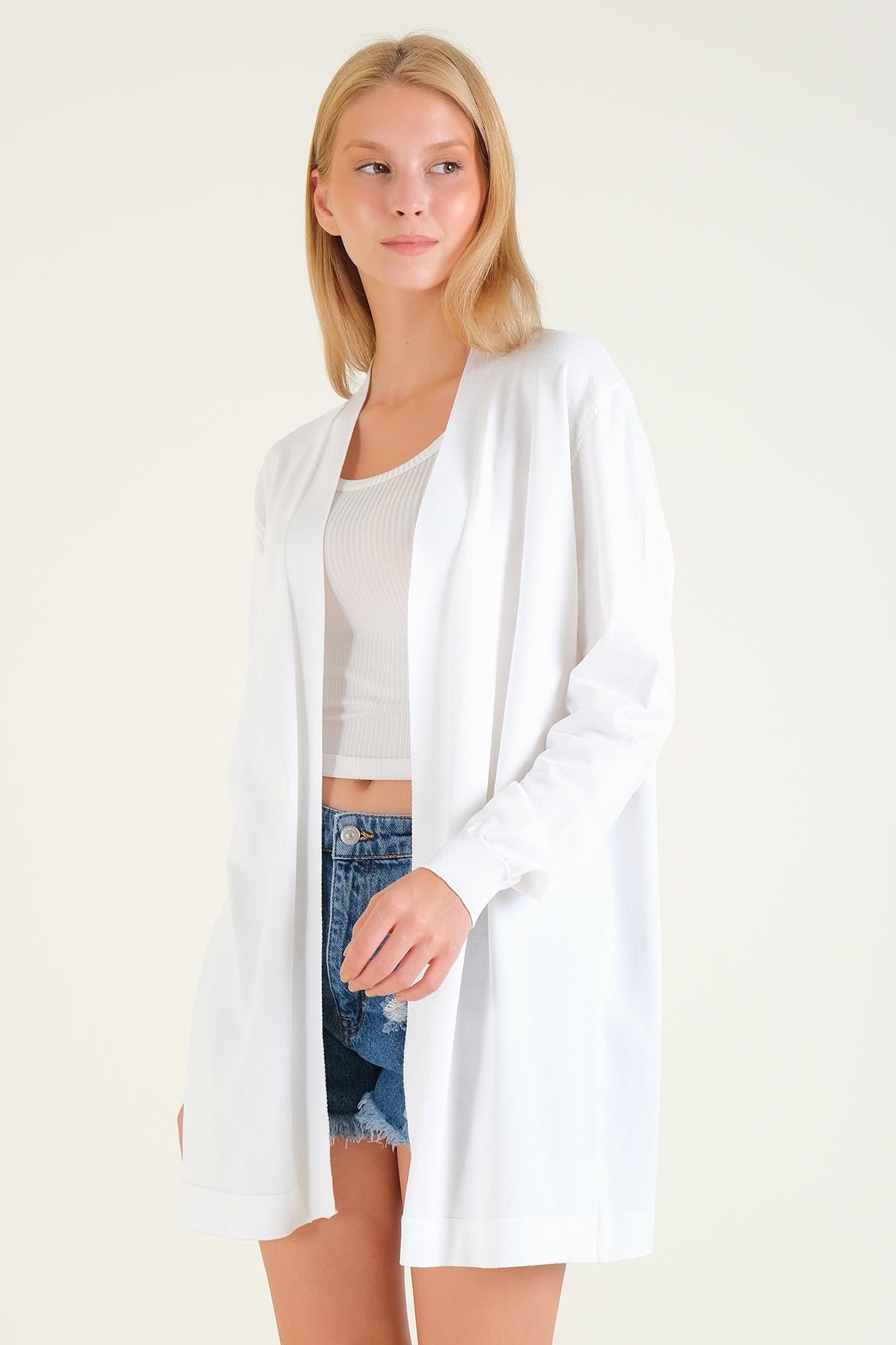 Kadın Oversize Hırka Ekru