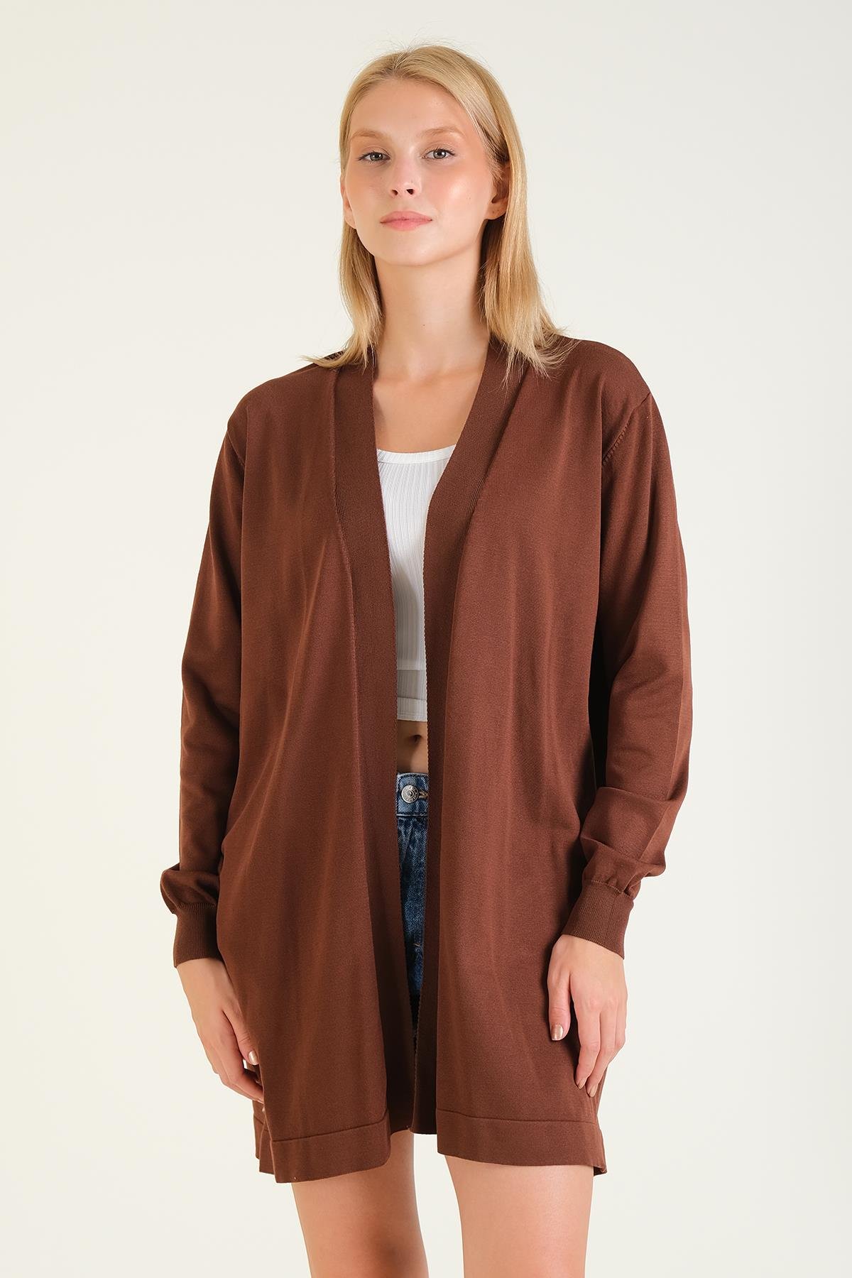 Kadın Oversize Hırka Kahverengi