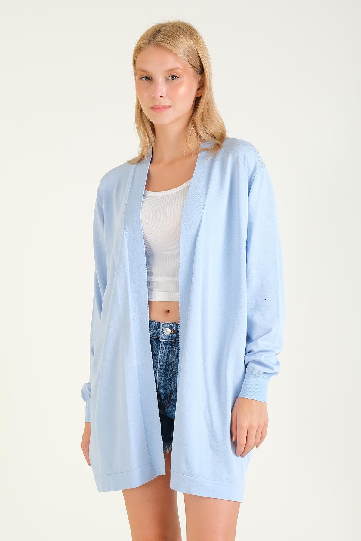 Kadın Oversize Hırka Mavi