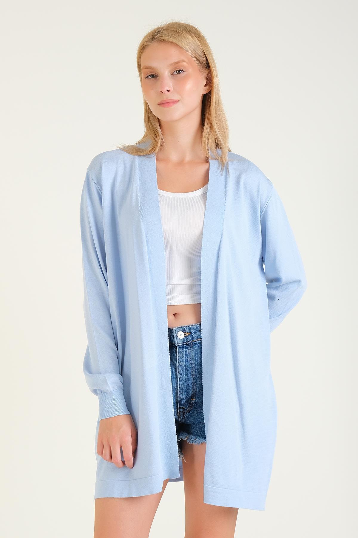Kadın Oversize Hırka Mavi