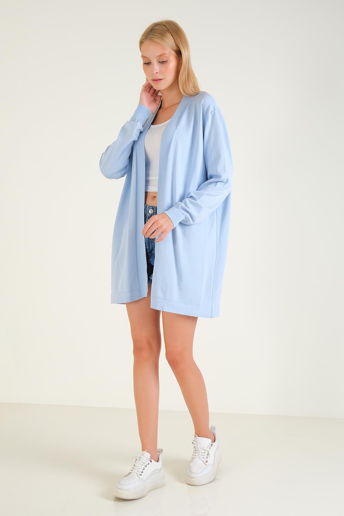 Kadın Oversize Hırka Mavi
