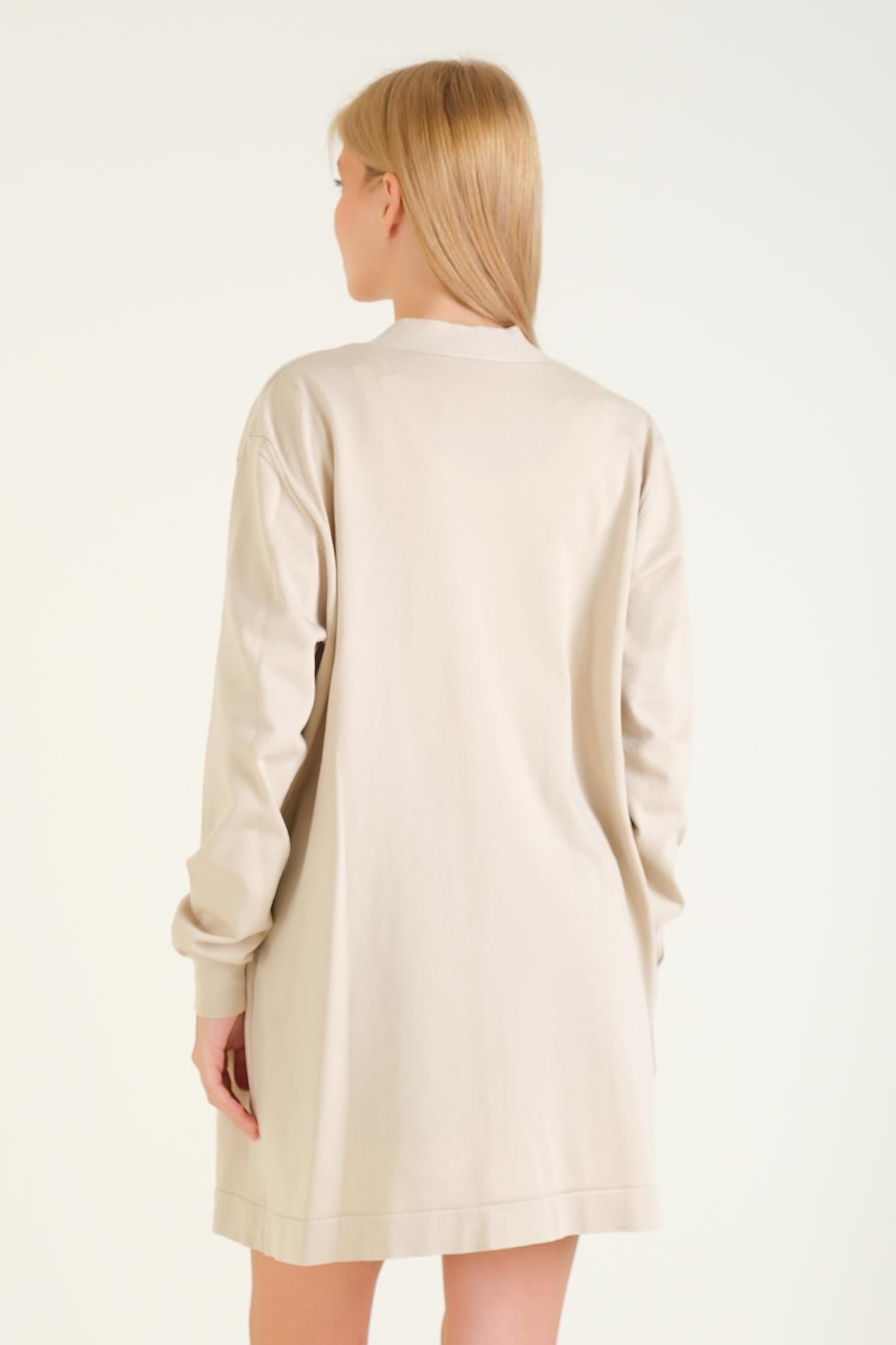 Kadın Oversize Hırka Taş