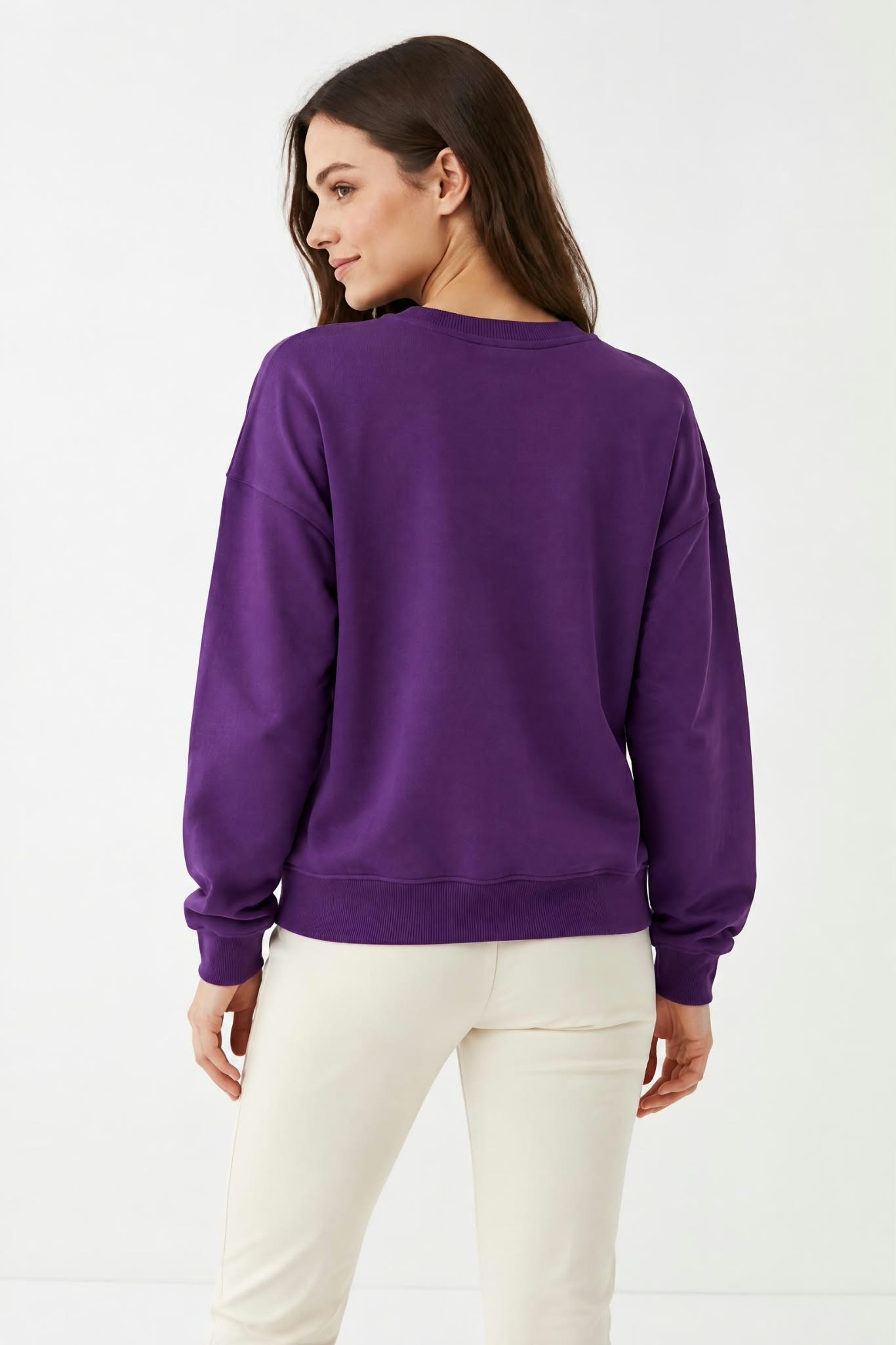 Kadın Oversize İki İp Salaş Sweatshirt Mürdüm