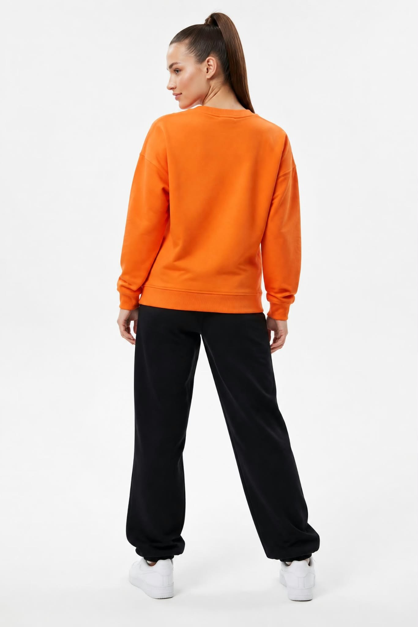 Kadın Oversize İki İp Salaş Sweatshirt Orange