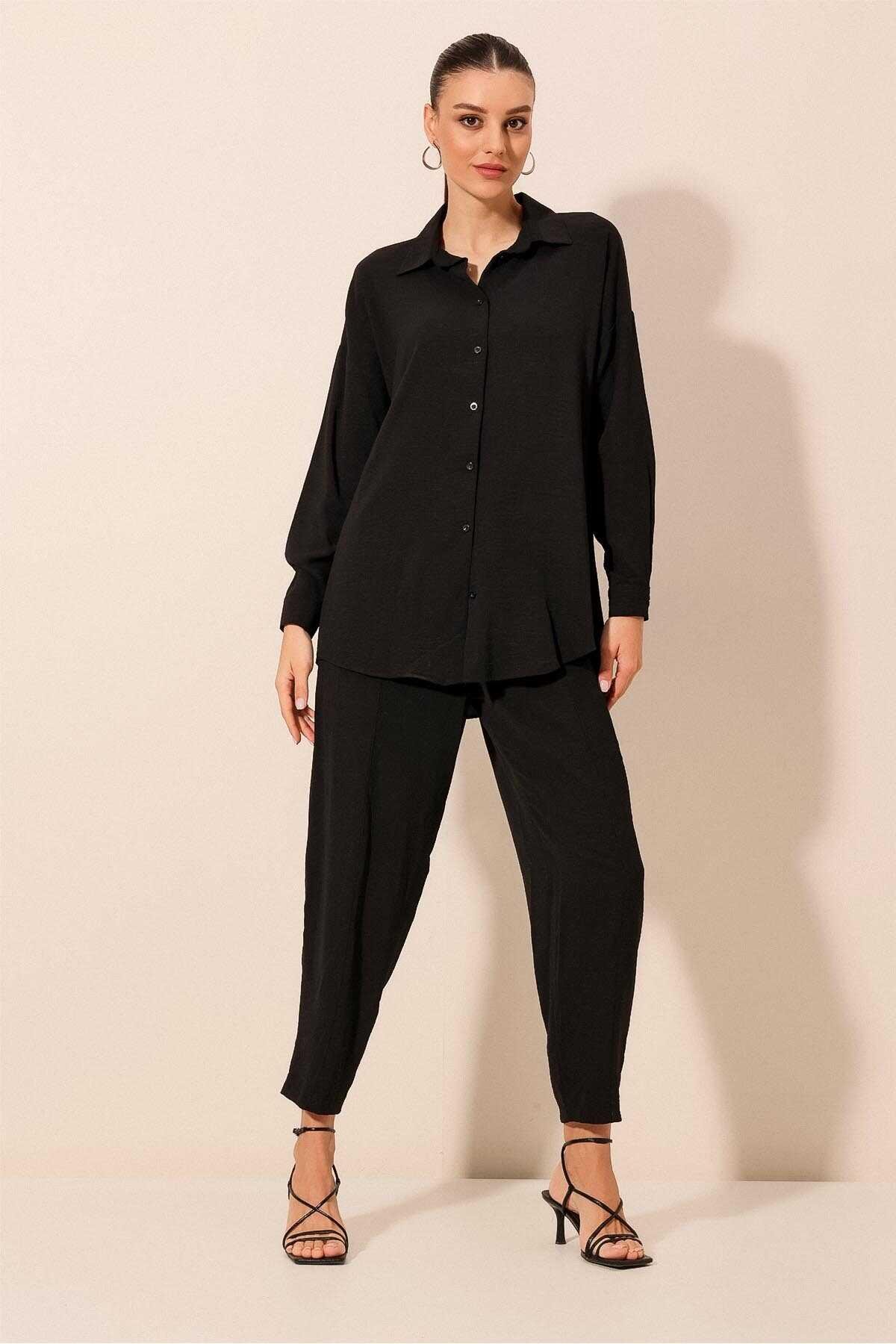 Kadın Oversize İkili Takım Siyah