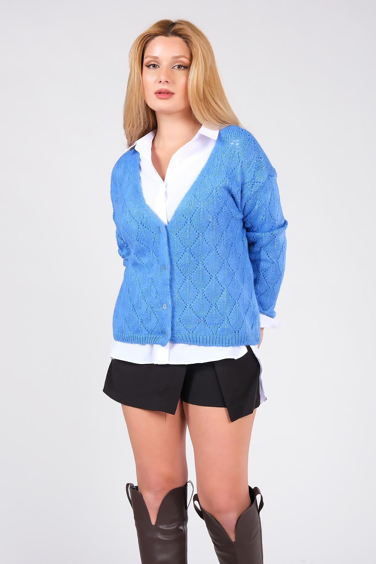 Kadın Triko Hırka Mavi